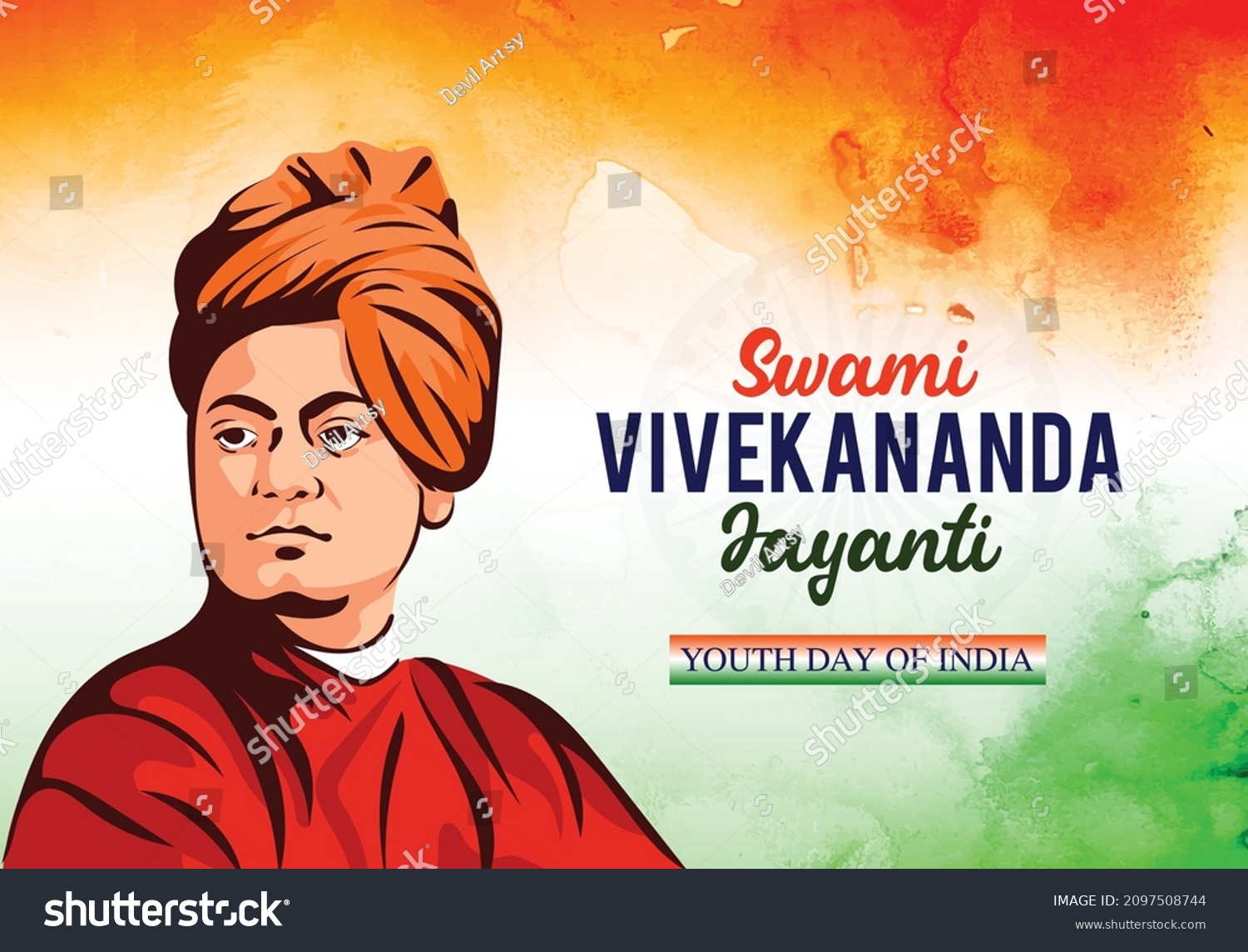 Swami Vivekananda Jayanti Vector Illustration 12th Stock Vector ...