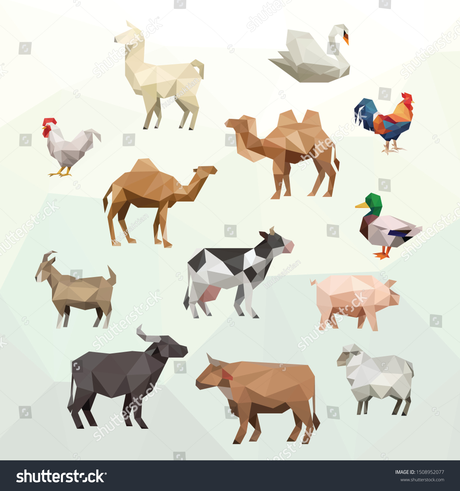 nedbrydes Boost bifald Swan Chicken Duck Ox Buffalo Cow Stock Vector (Royalty Free) 1508952077
