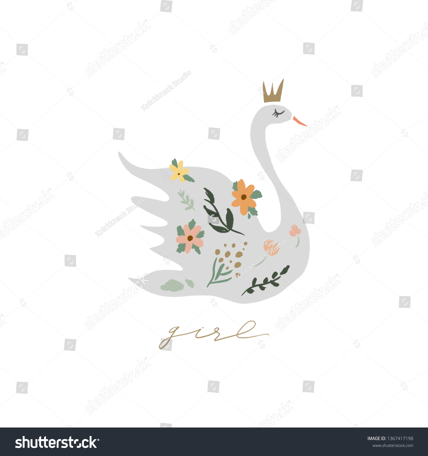 Swan Lake Lettering Calligraphy Girl Princess Stock Vector (Royalty ...