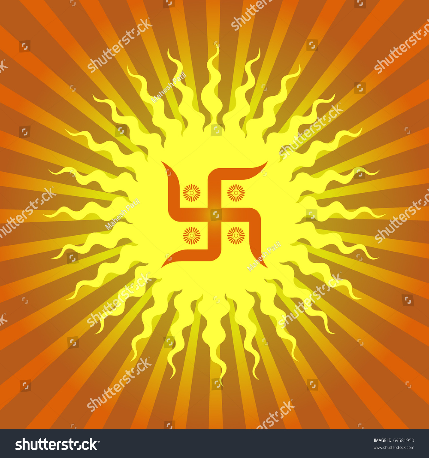 Swastika On Sun Burst Background Stock Vector Illustration 69581950 ...