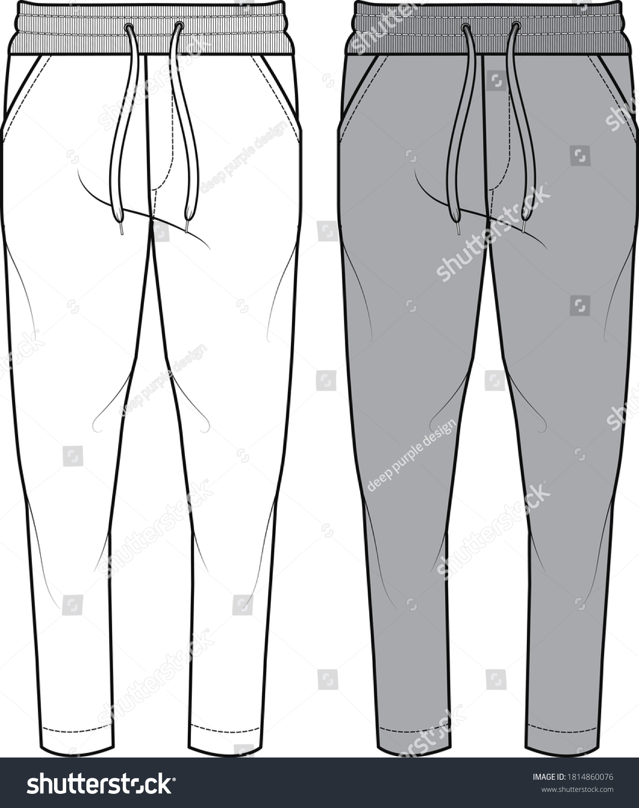 Sweat Pants Fashion Flat Sketches Technical Stock Vector (Royalty Free ...
