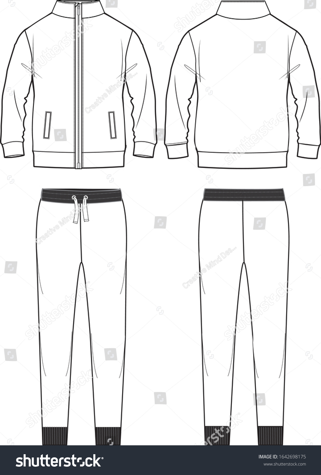 Sweat Suit Fashion Flat Templates Stock Vector (Royalty Free) 1642698175