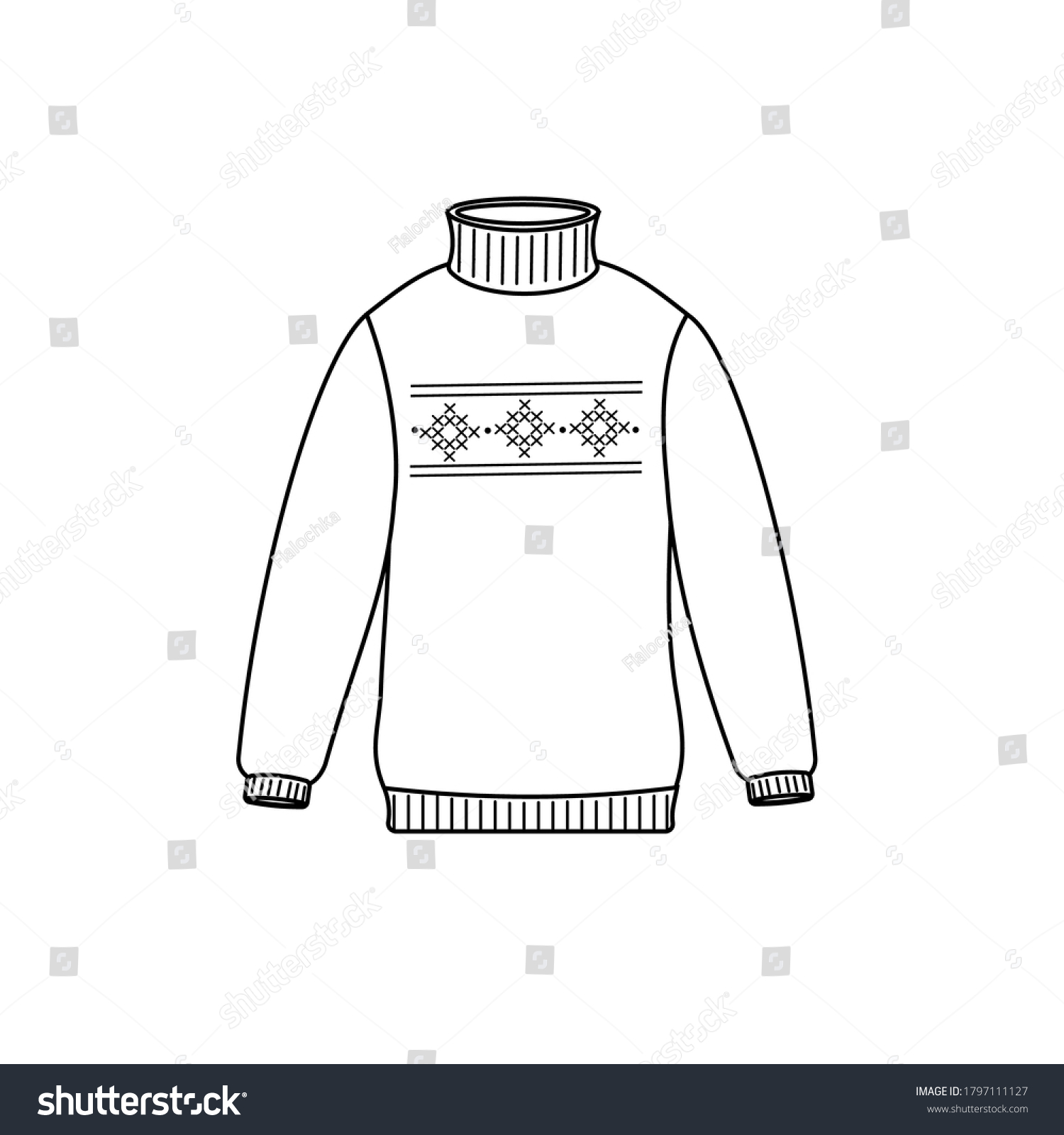 Sweater Drawn Black Outline Sketch Clipart Stock Vector (Royalty Free ...