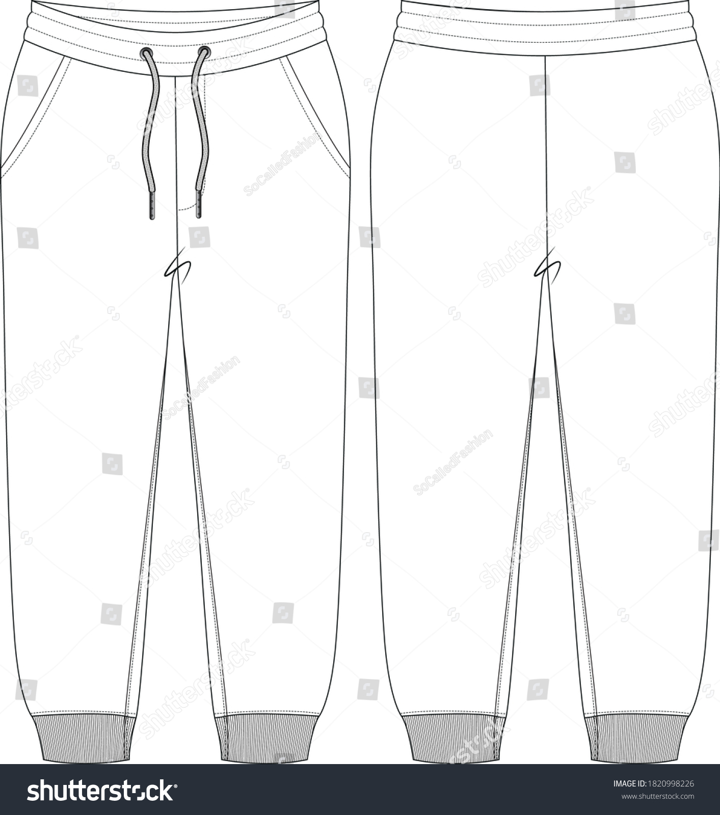 Sweatpants Elasticated Waist Technical Drawing Stock Vector (Royalty ...