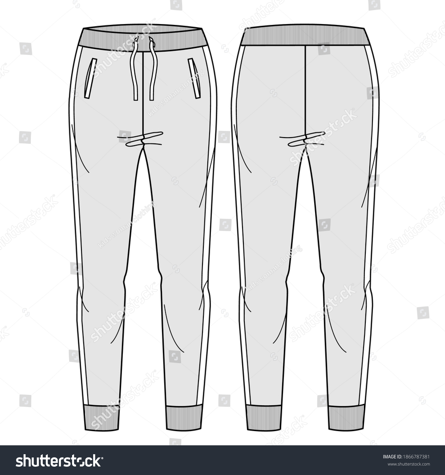 Sweatpants Fashion Flat Sketches Apparel Template Stock Vector (Royalty ...