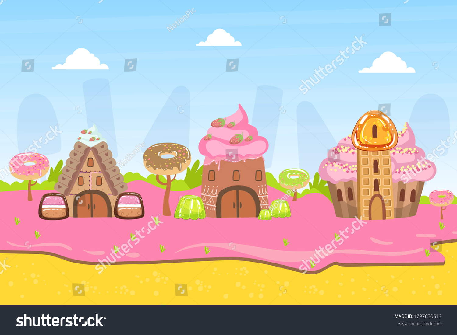 Sweet Candy Land Fantasy Landscape Desserts Stock Vector (Royalty Free ...