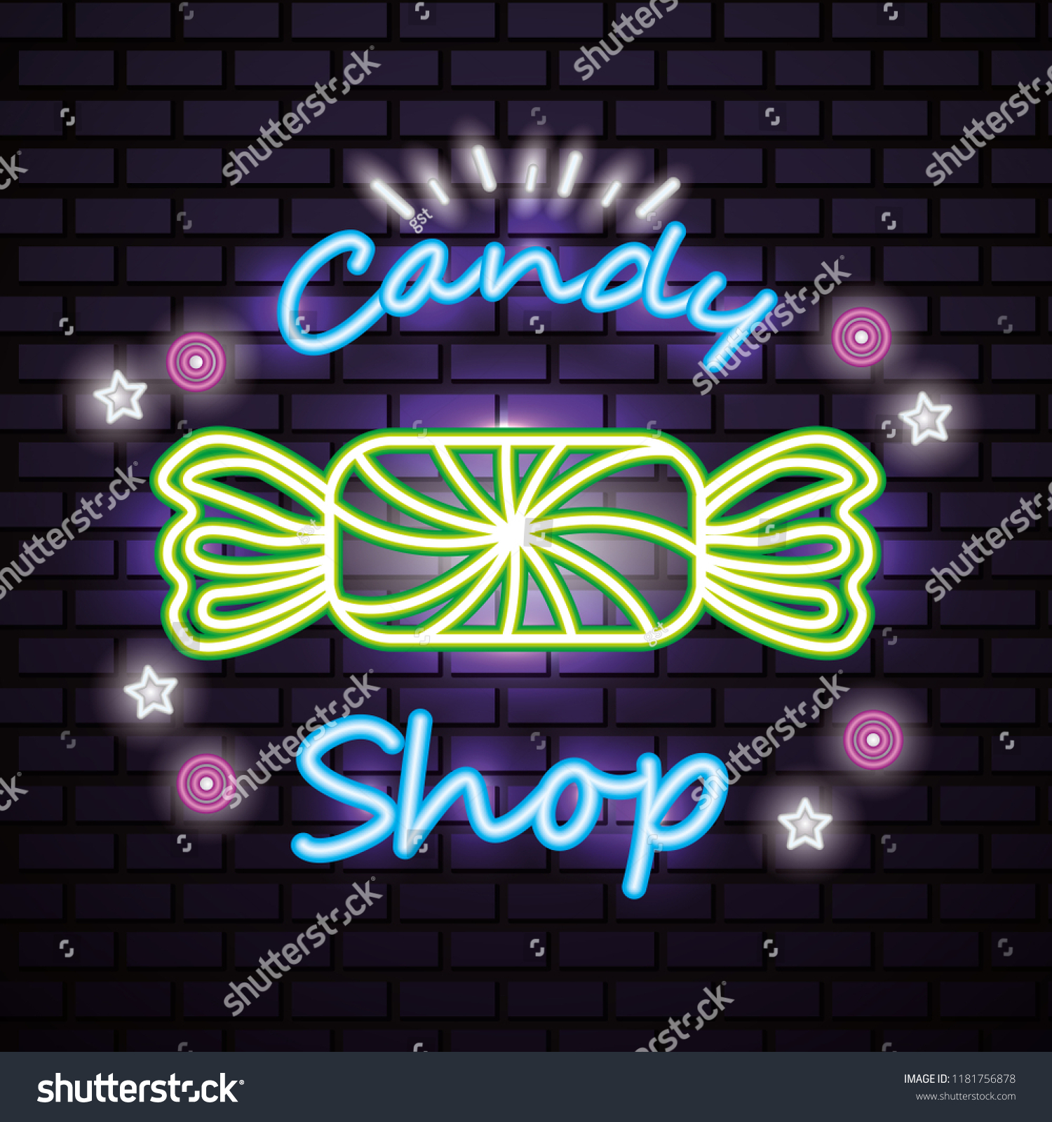 Sweet Candy Shop Neon Stock Vector Royalty Free 1181756878 Shutterstock