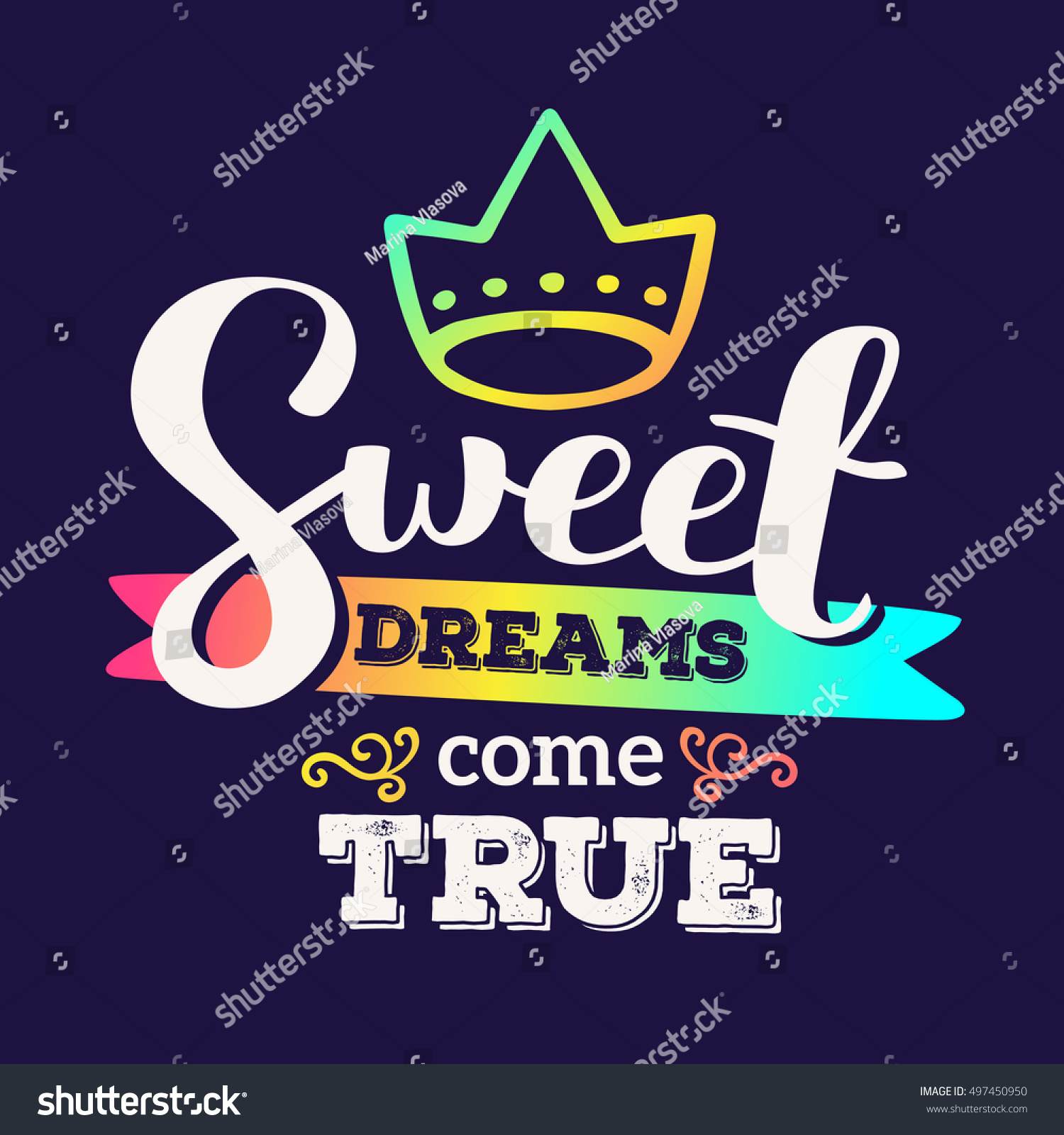 Sweet Dreams Come True Rainbow Gradient Stock Vector Royalty Free