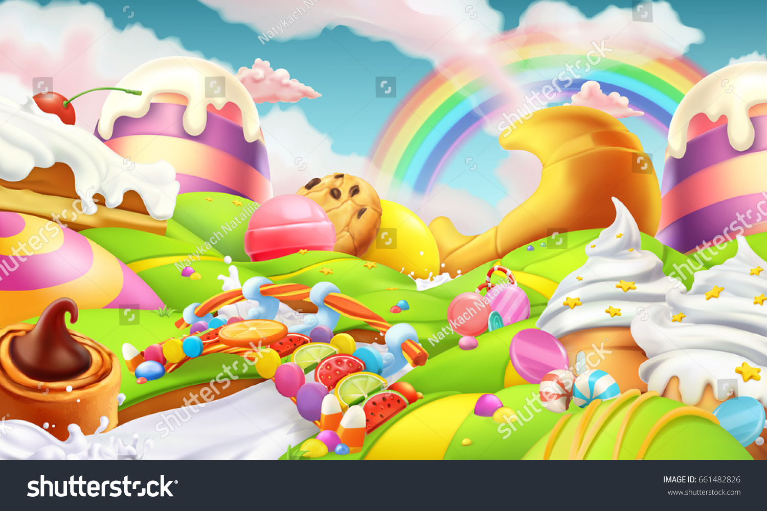 Sweet Landscape Candy Land Candies Milk Stock Vector (Royalty Free 