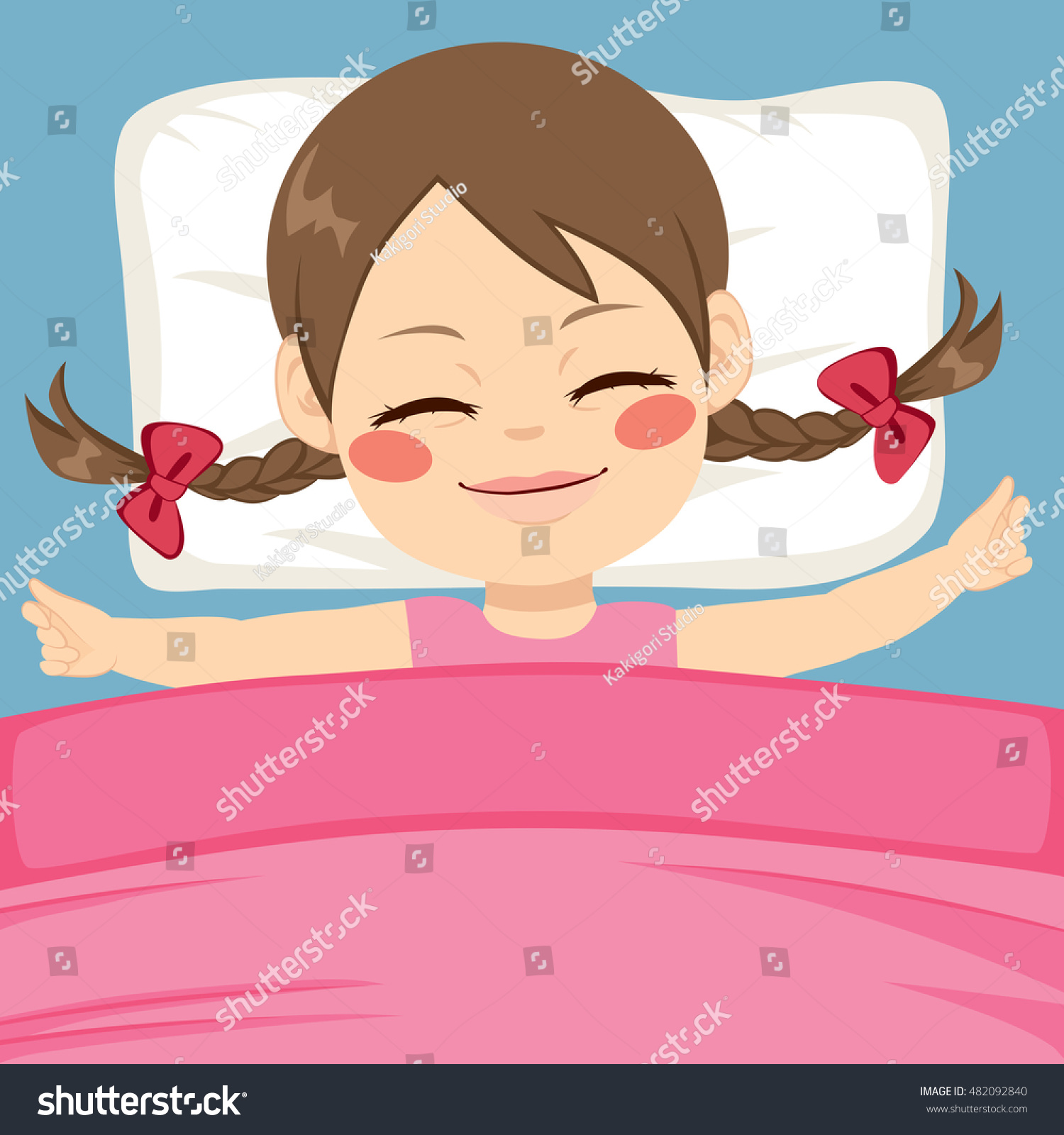 Sweet Little Girl Happy Sleeping Peacefully Stock Vector (Royalty Free ...