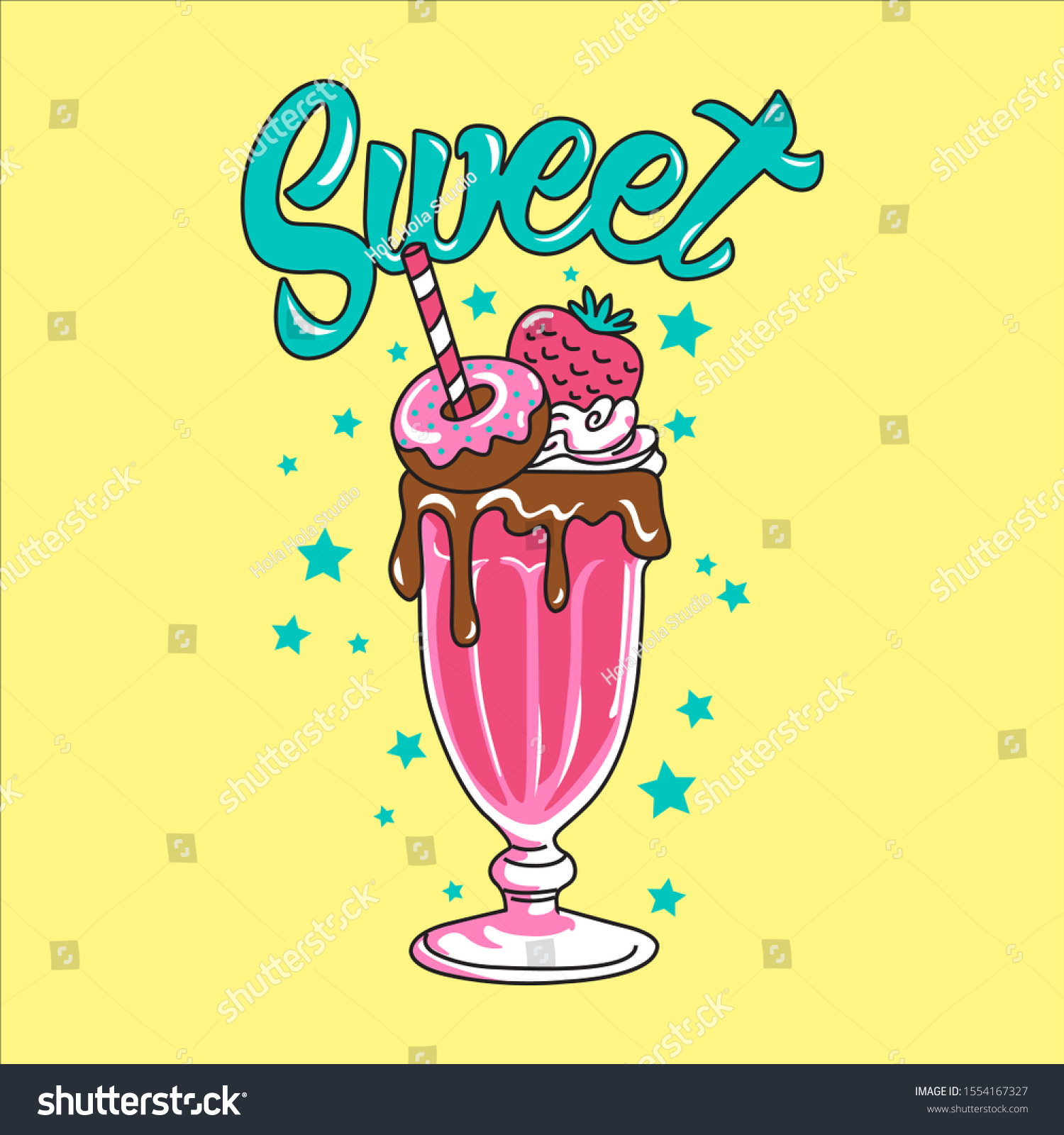 Sweet Shake Slogan Print Vector Stock Vector (Royalty Free) 1554167327