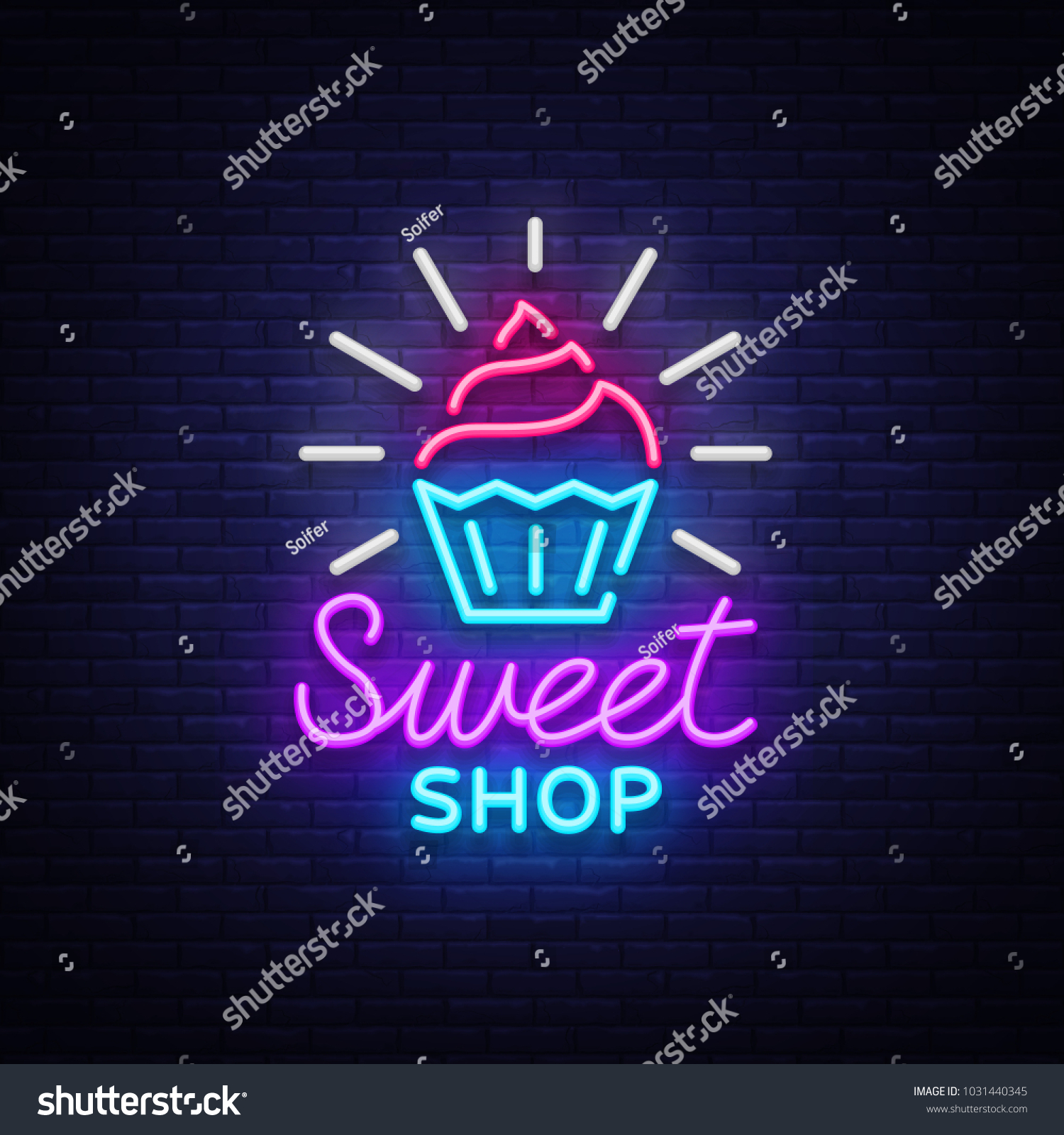 Sweet Shop Logo Neon Style Candy Stock Vector Royalty Free 1031440345