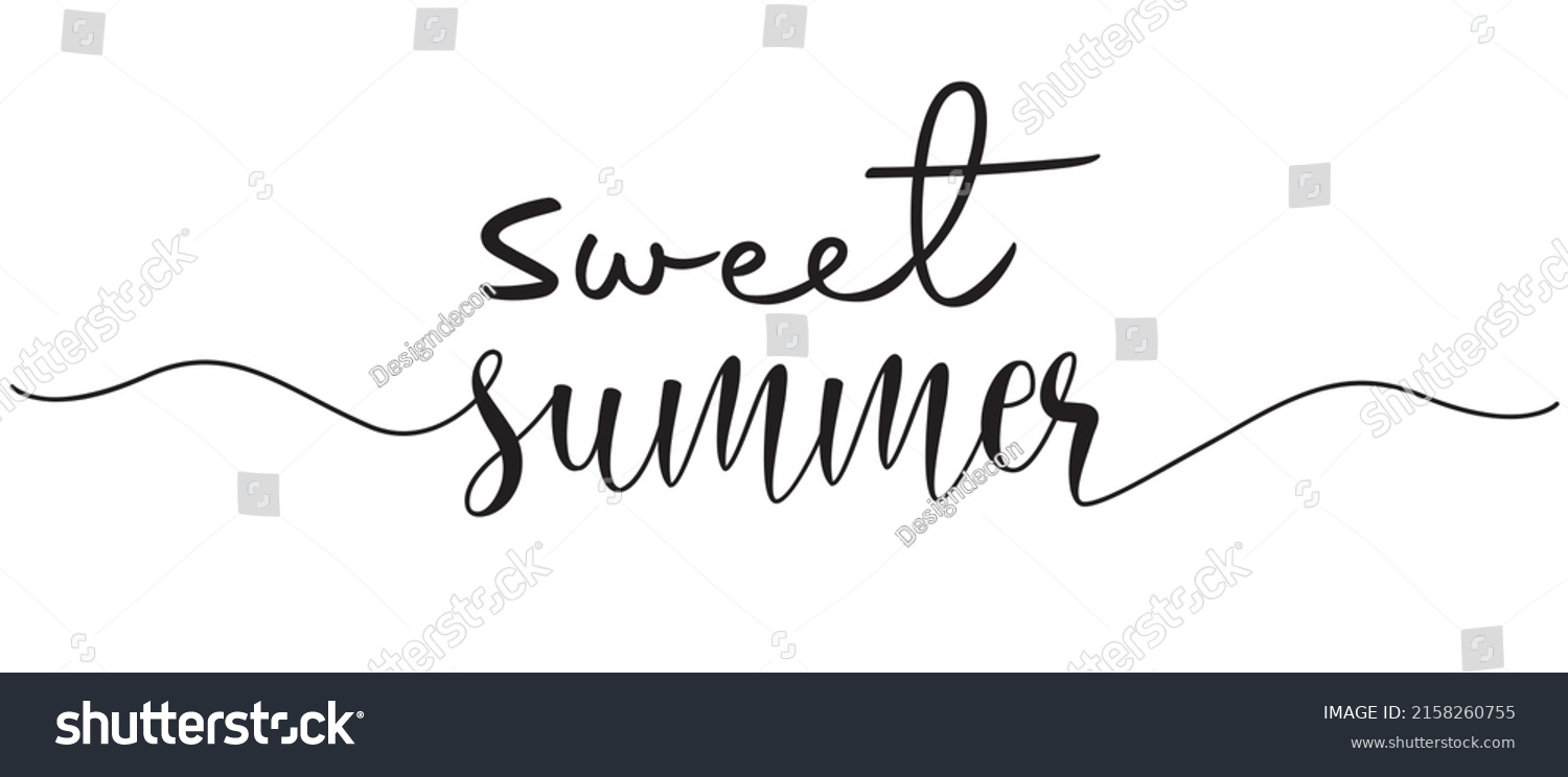 SVG of Sweet Summer phrase continuous one line calligraphy with white background svg