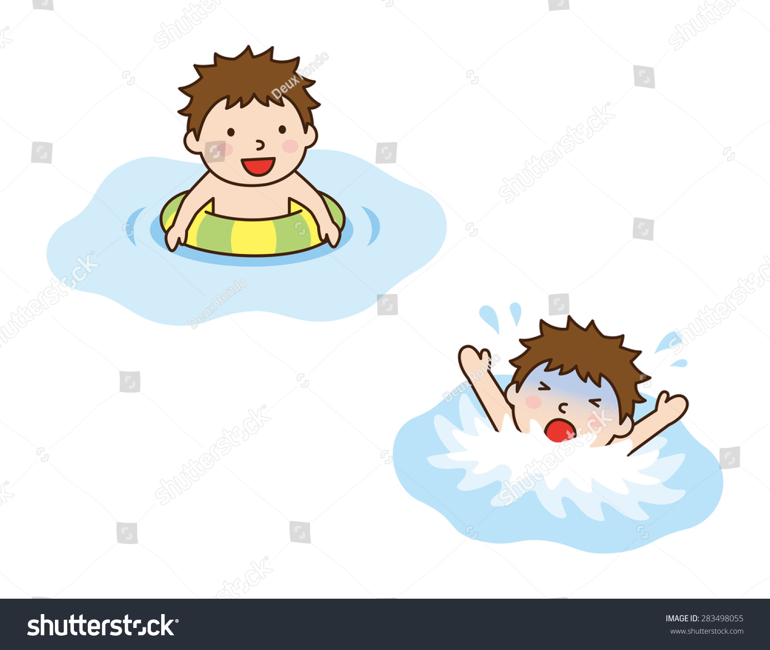 Swim Ring And Boy / Drowning Boy Stock Vector Illustration 283498055 ...