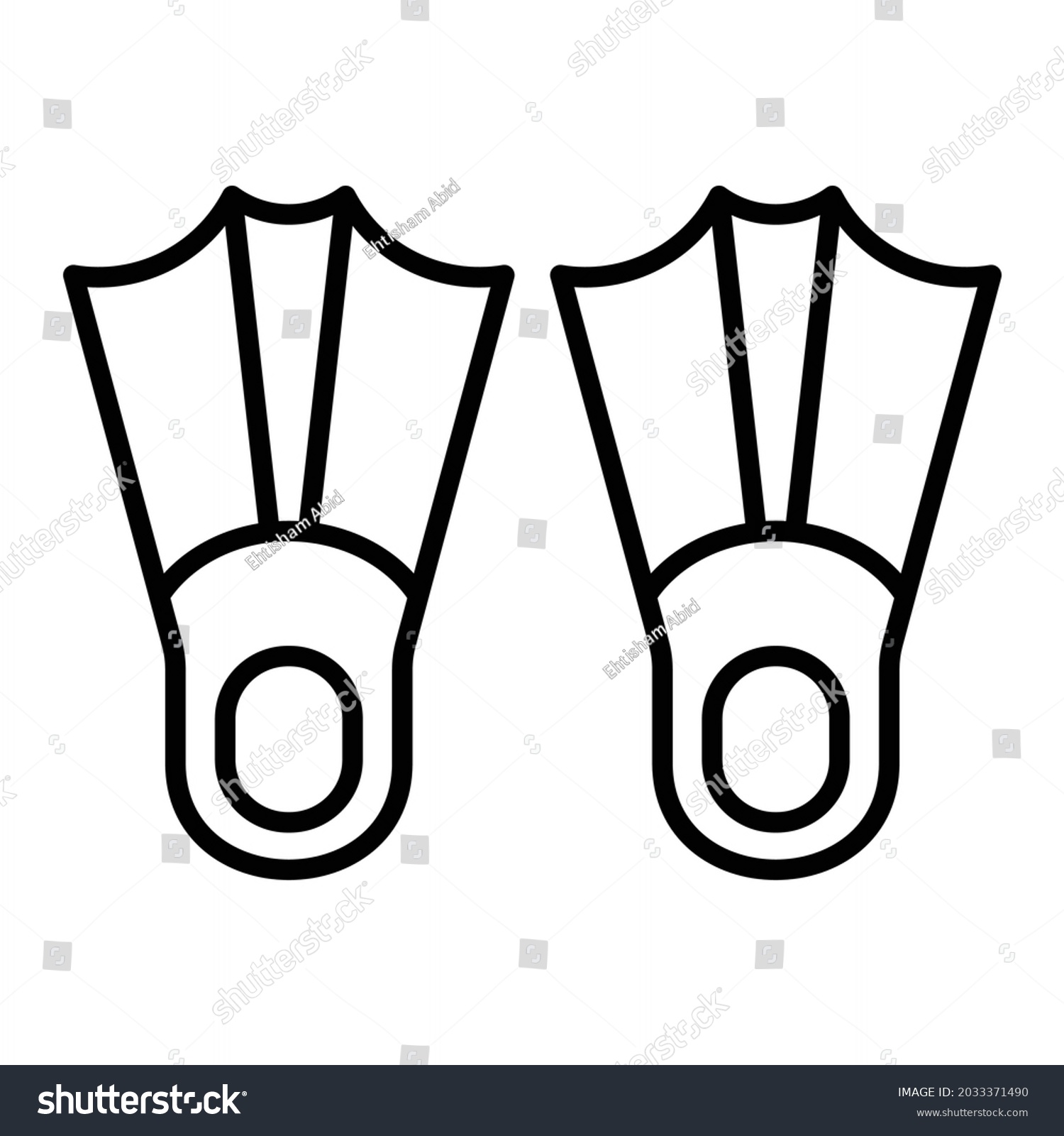recommend clip art: Swimming Fins Vector Outline Icon Isolated On White Background
