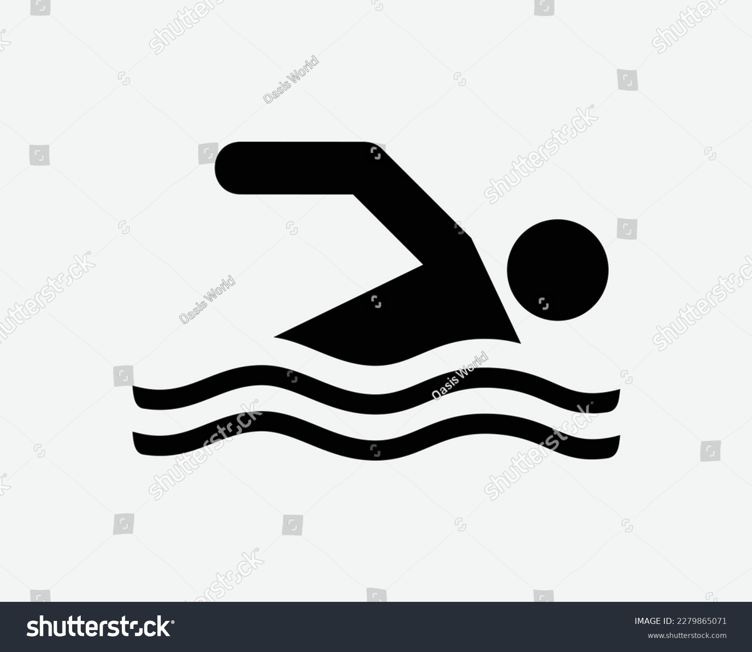 SVG of Swimming Icon Swim Swimmer Man Stick Figure Sport Athlete Vector Black White Silhouette Symbol Sign Graphic Clipart Artwork Illustration Pictogram svg