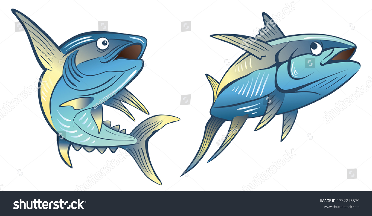 Swimming Tuna Blackfin Drawing Vector Illustration 库存矢量图（免版税）1732216579 ...