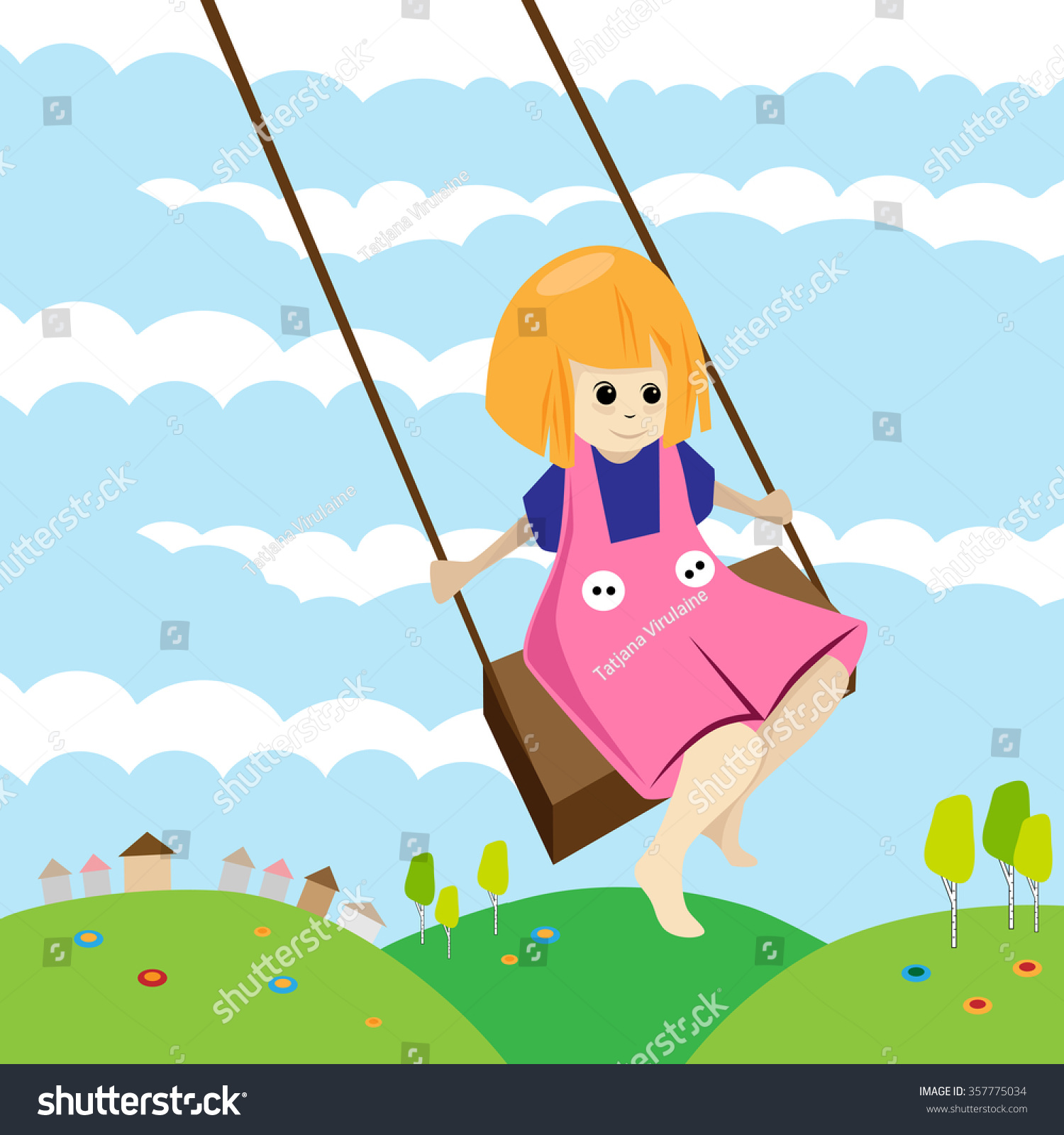 Swinging Kid Flying On Swing Vector Stock Vector (Royalty Free ...