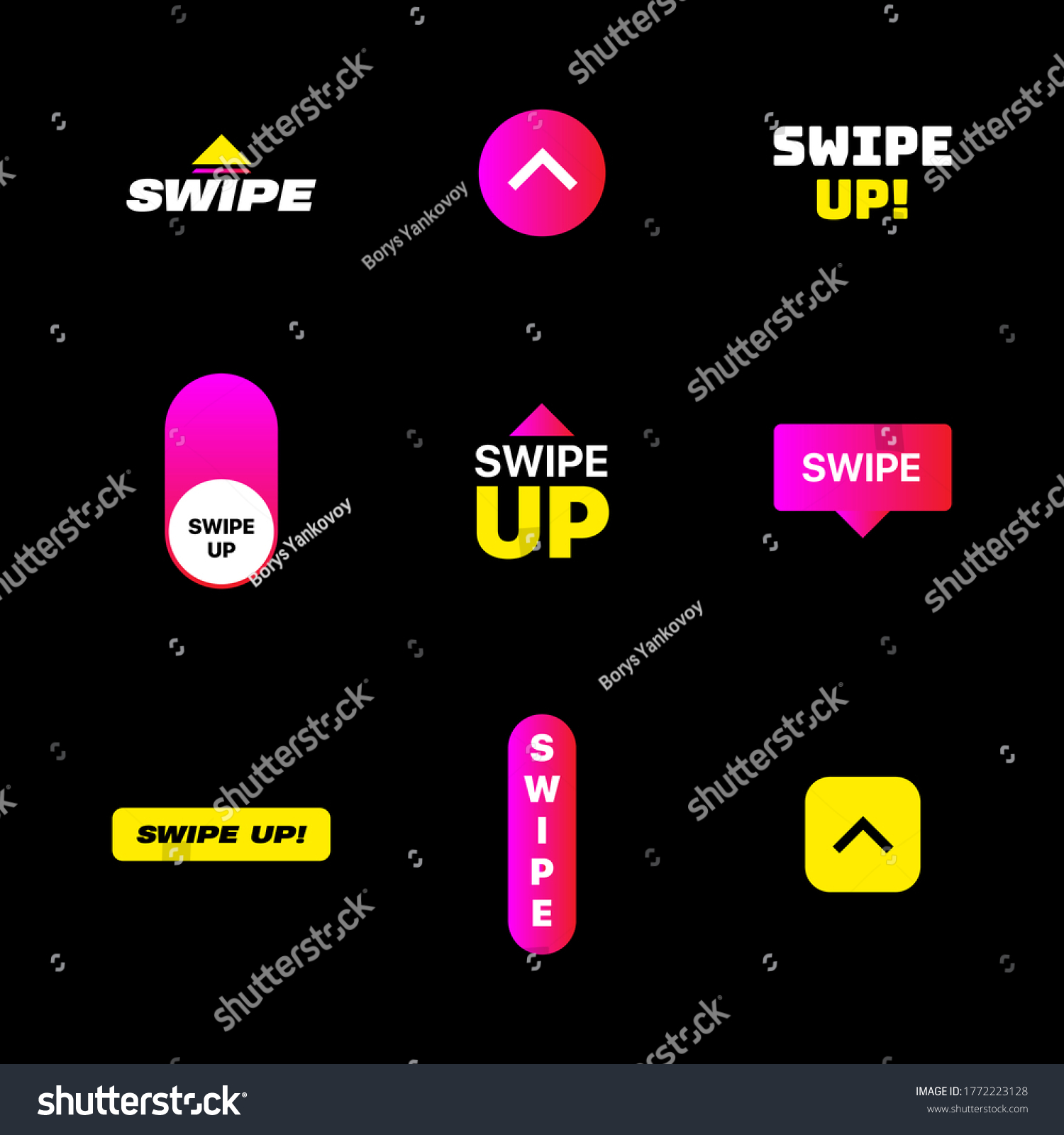 Swipe Set Swipe Icons Digital Gradient Stock Vector Royalty Free