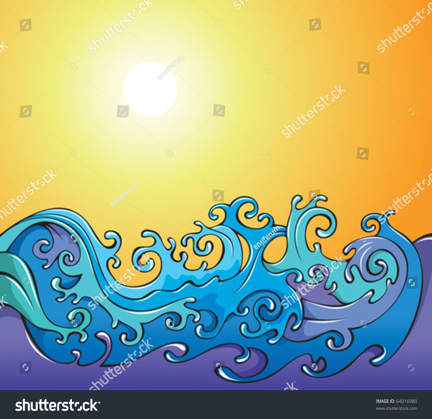 Swirling Sea Waves, Cartoon Vector Illustration - 64016980 : Shutterstock