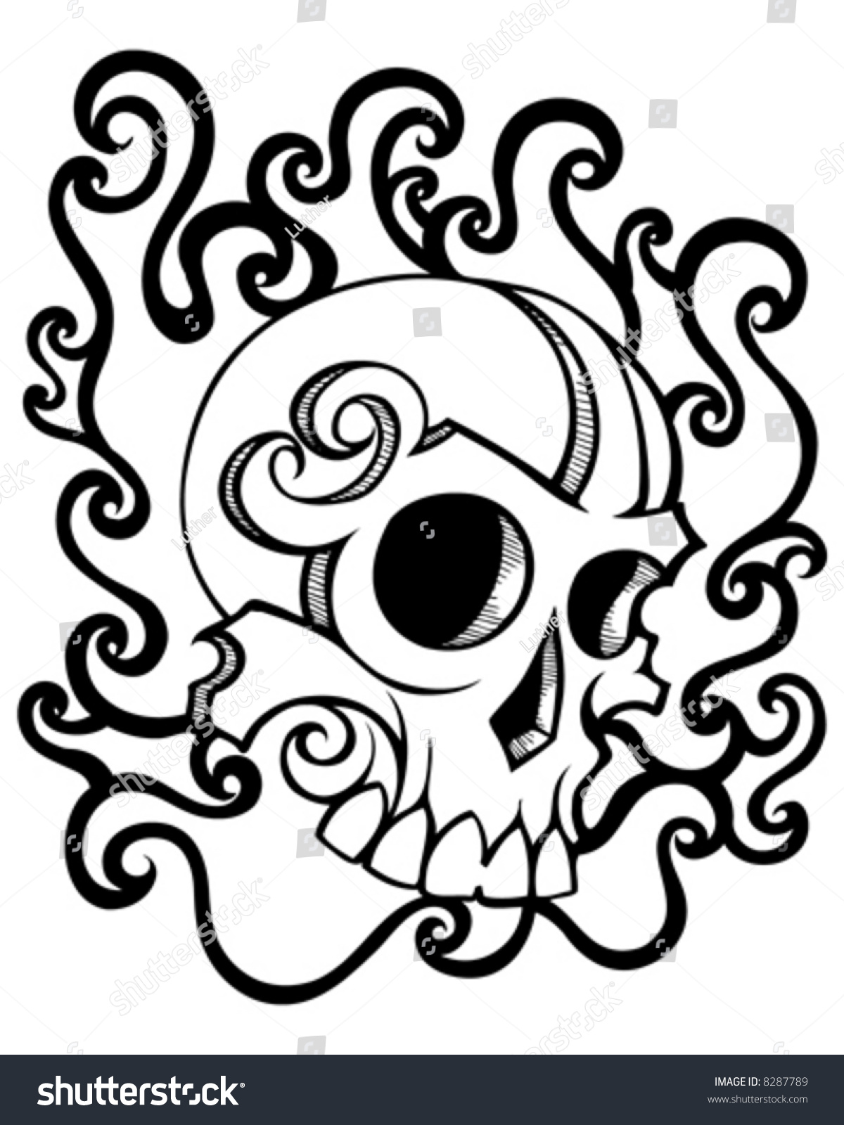 Swirly Skull Vector - 8287789 : Shutterstock