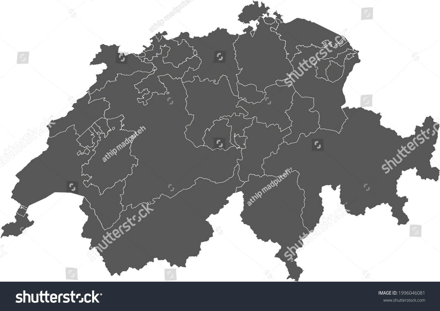 Switzerland Map Vector Isolated On White Stock Vector (Royalty Free ...