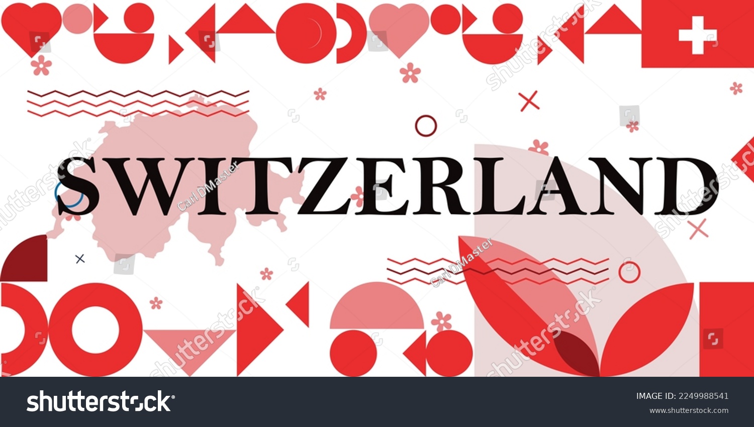SVG of Switzerland vector illustration. Happy independence day anniversary celebration banner. Symbols, patterns and national flag.
 svg