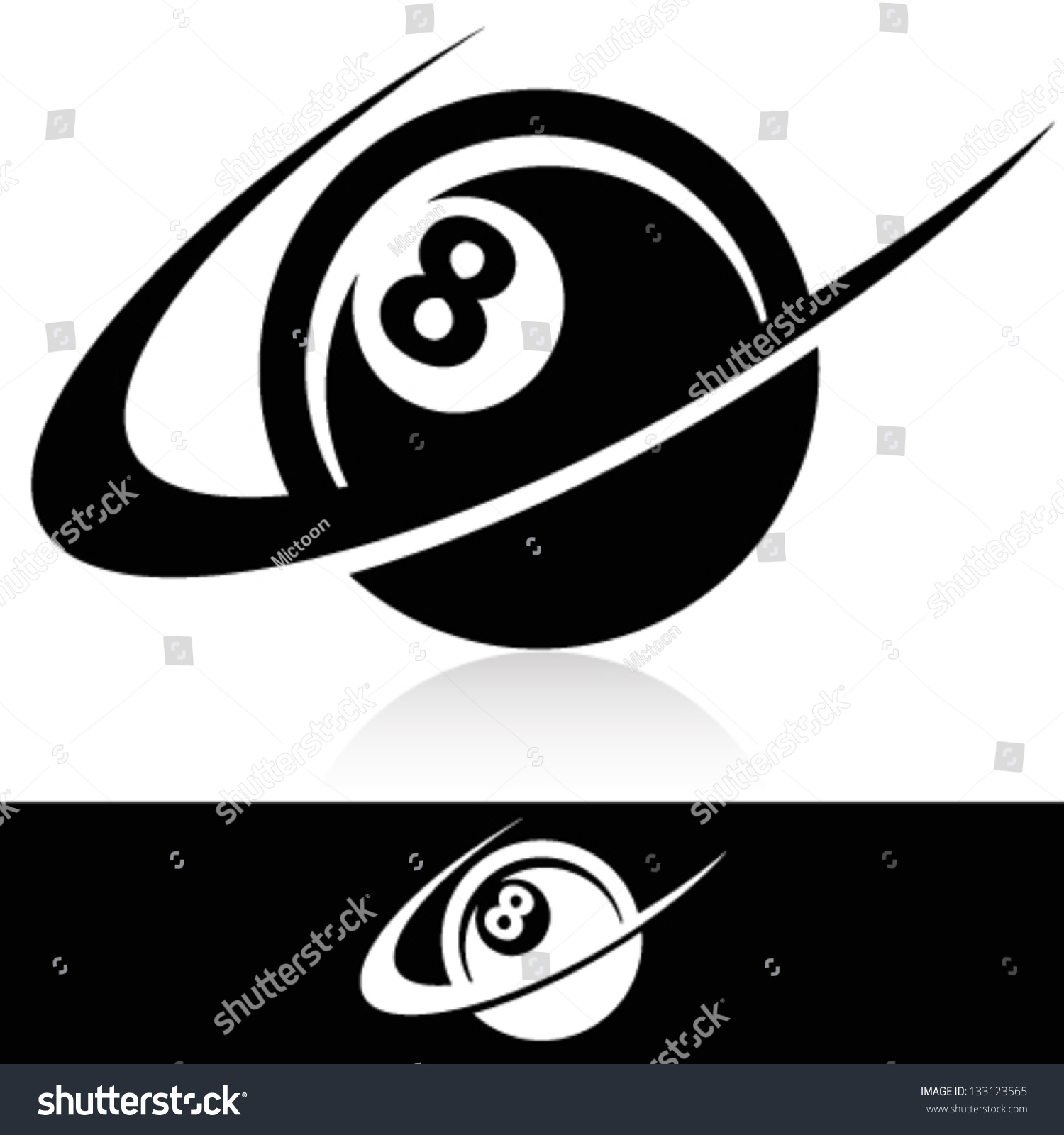 Swoosh Eight Ball Logo Icon Stock Vector (Royalty Free) 133123565