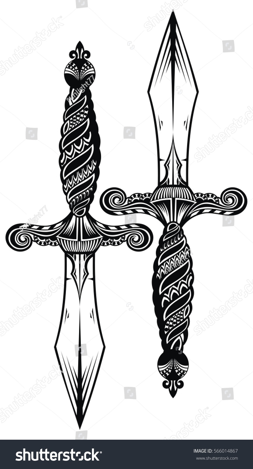 Sword Tattoo Stock Vector Royalty Free