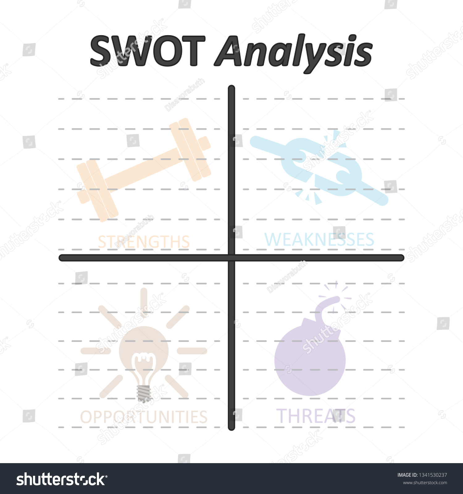 Swot Analysis Table Template Strength Weaknesses Stock Vector (Royalty ...