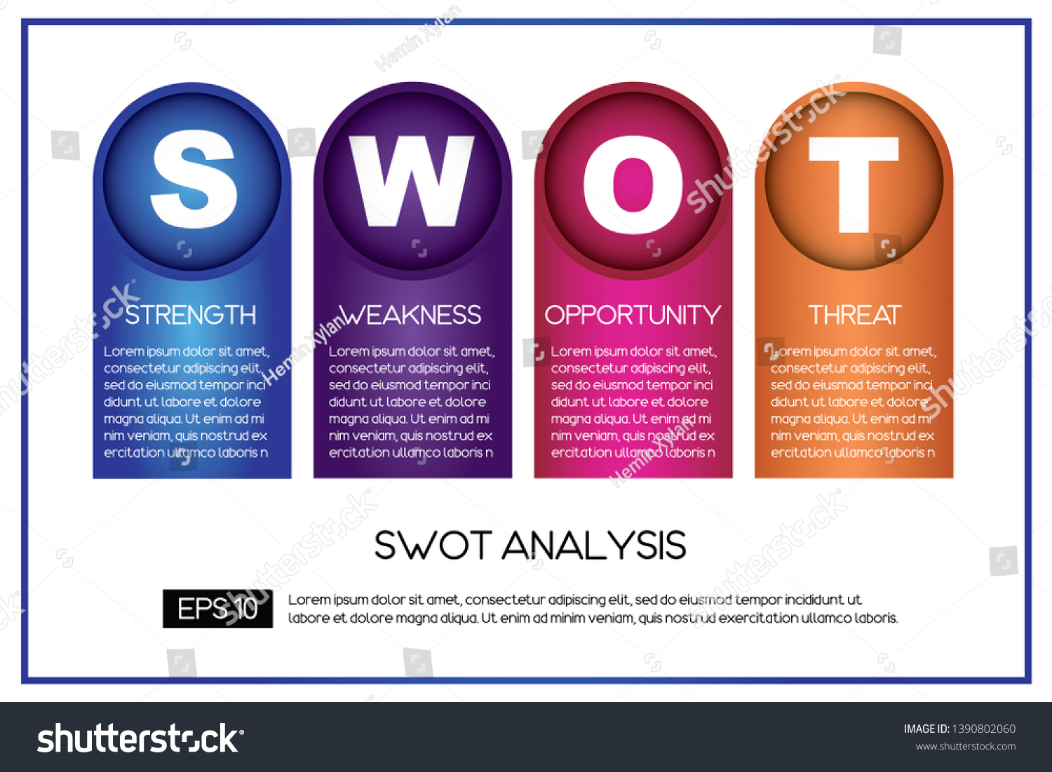 Swot Business Infographics Swot Matrix Evaluating Stock Vector (Royalty ...