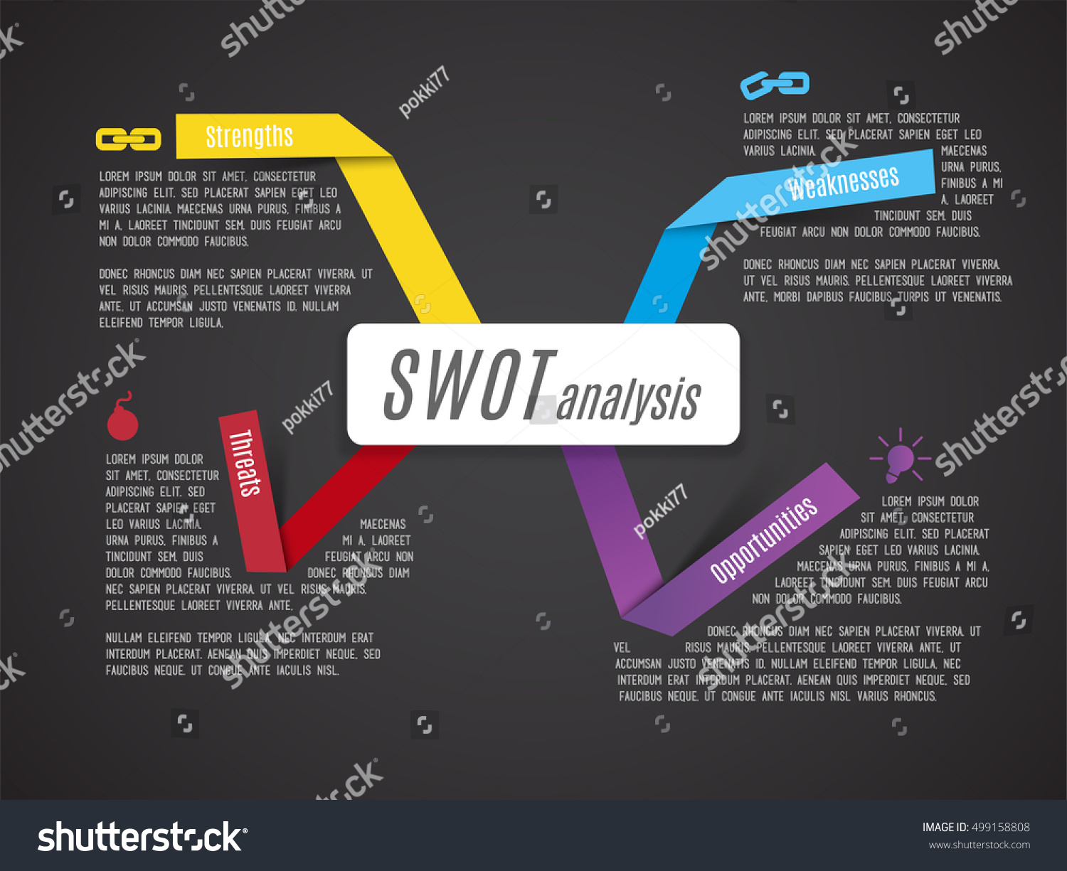 Swot Strengths Weaknesses Opportunities Threats Business Stock Vector Royalty Free 499158808 8360