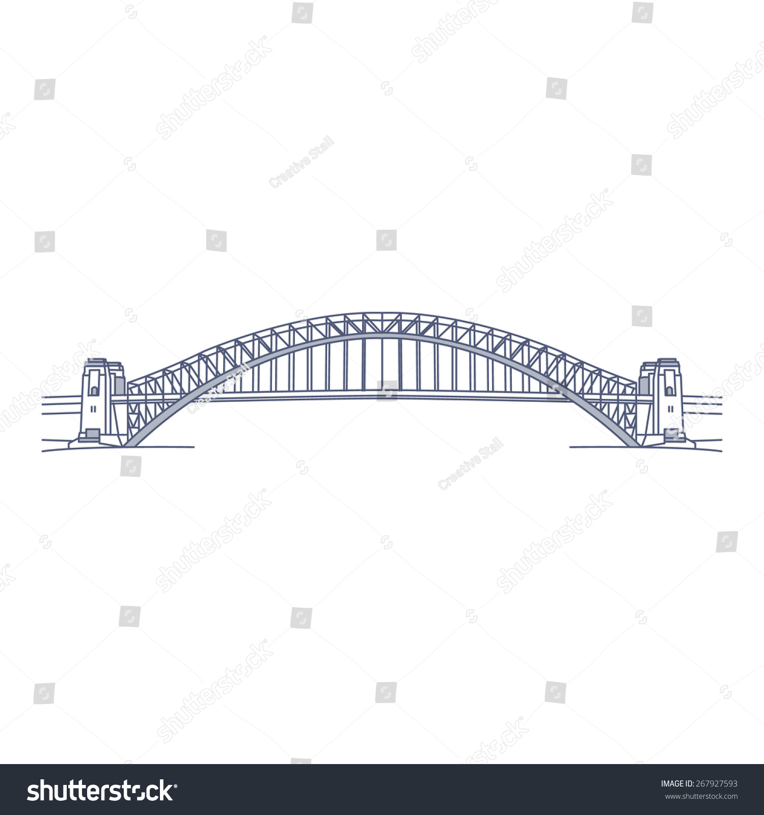 Sydney Harbour Bridge Illustration Stock Vector 267927593 - Shutterstock