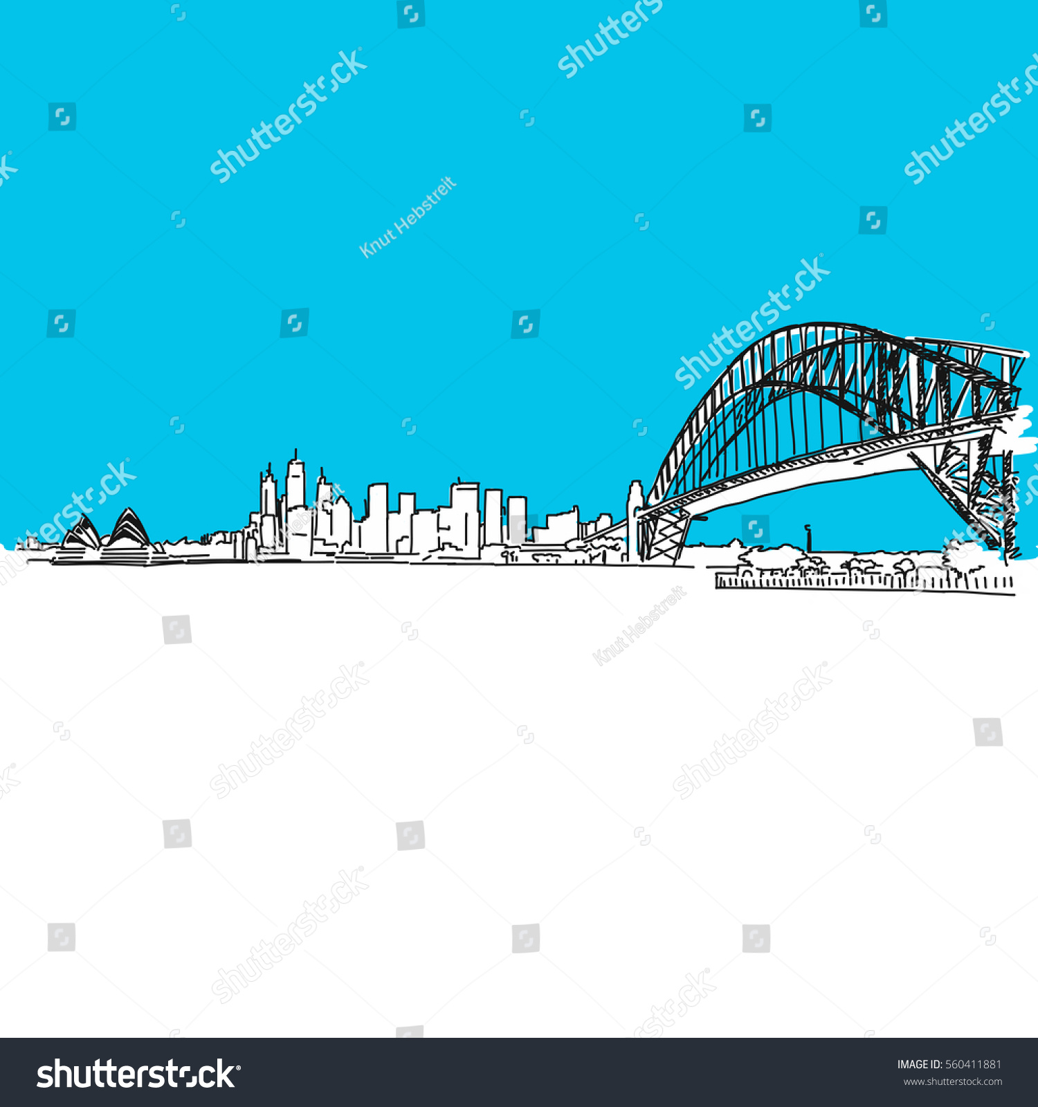 Sydney Harbour Bridge Skyline Handdrawn Vector Stock Vector (Royalty ...