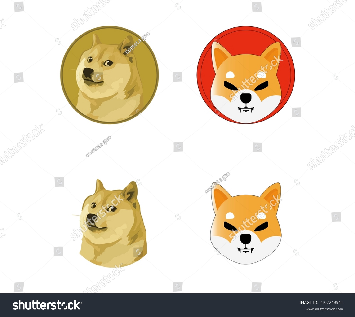 SVG of Symbol of cryptocurrency, symbol of Dogecoin and Shiba Inu. Vector svg
