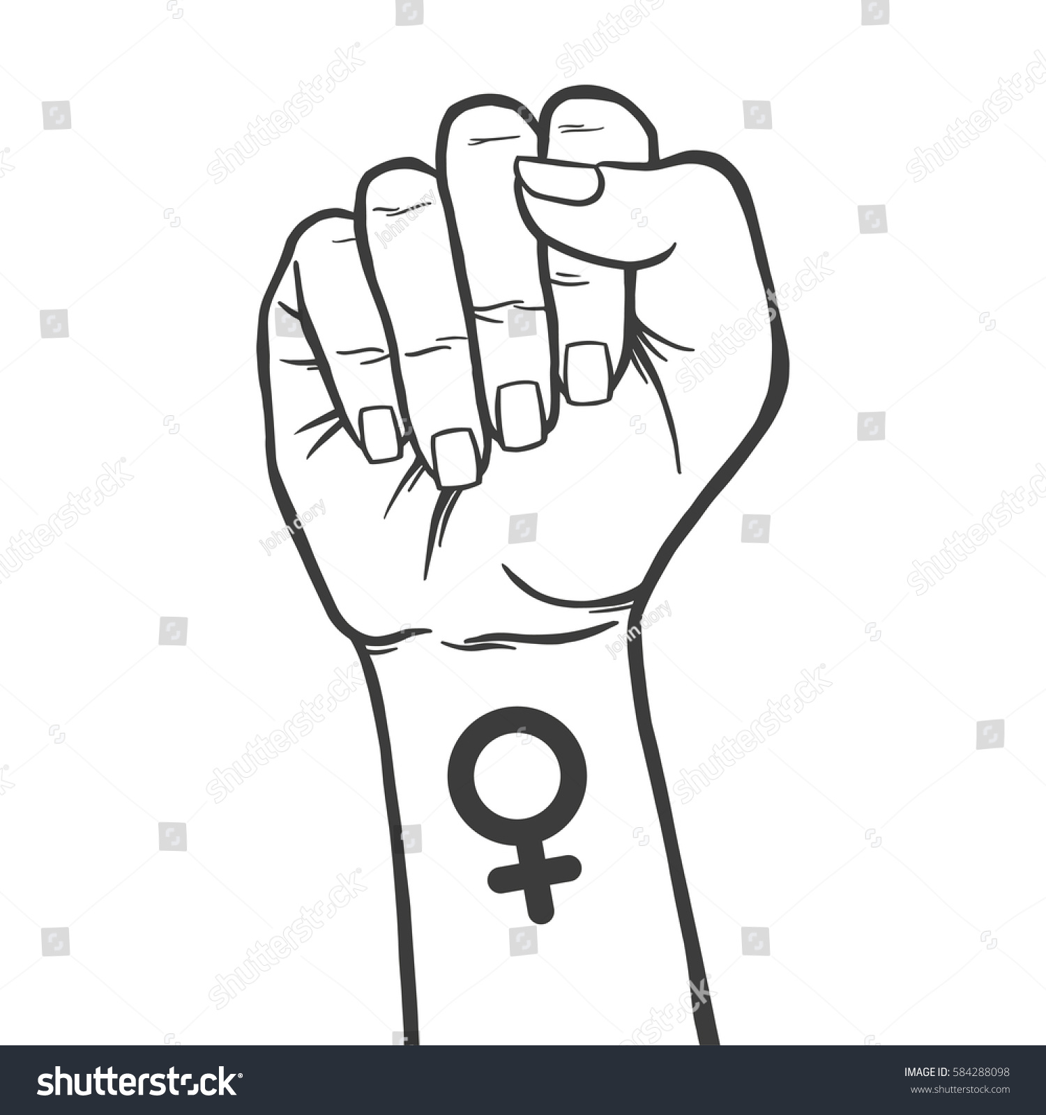 Download Symbol Feminist Movement Woman Hand Her Stock Vector 584288098 - Shutterstock