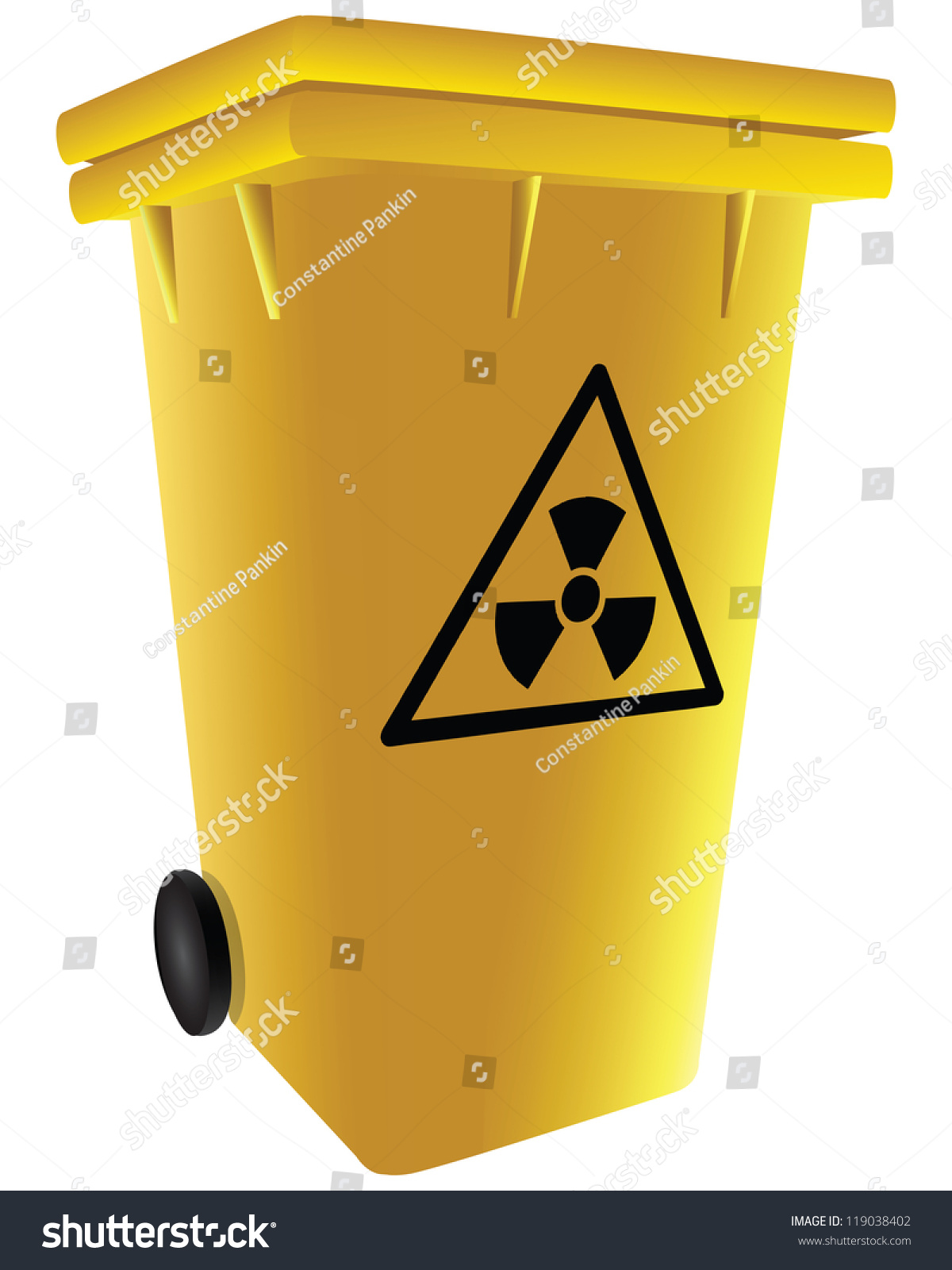 Symbol Of Radioactive Waste In A Trash Can. Vector Illustration ...