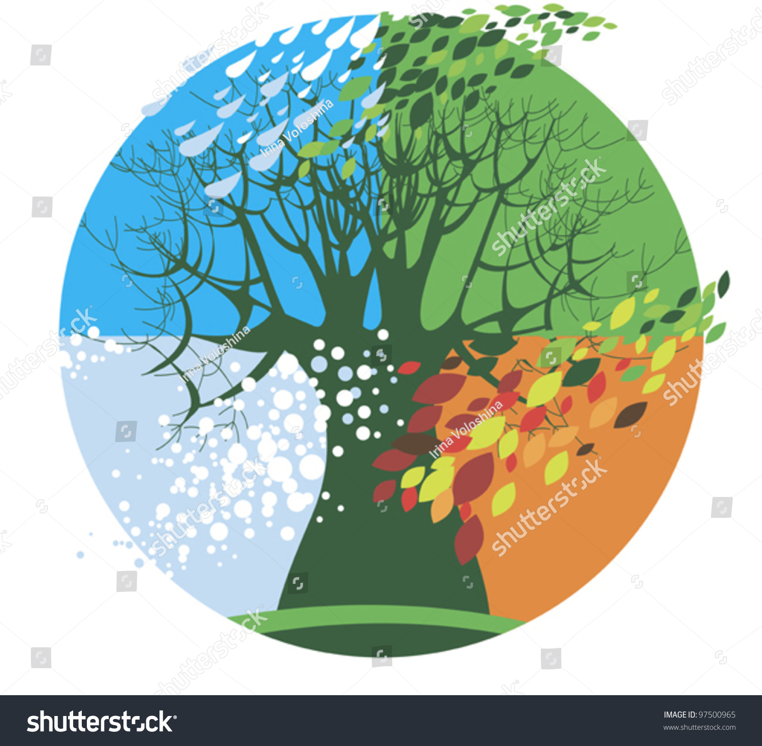 Symbolic Image Changes In The Nature Of The Four Seasons Stock Vector ...