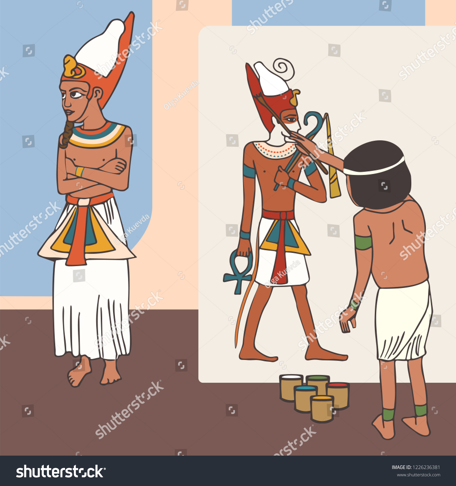 Symbolism Ancient Egyptian Art Artist Painting Stock Vector (Royalty ...