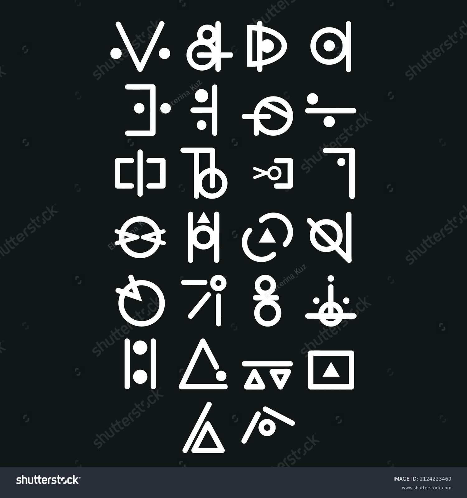 Symbols Magic Signs Figures Alien Language Stock Vector Royalty Free 2124223469 