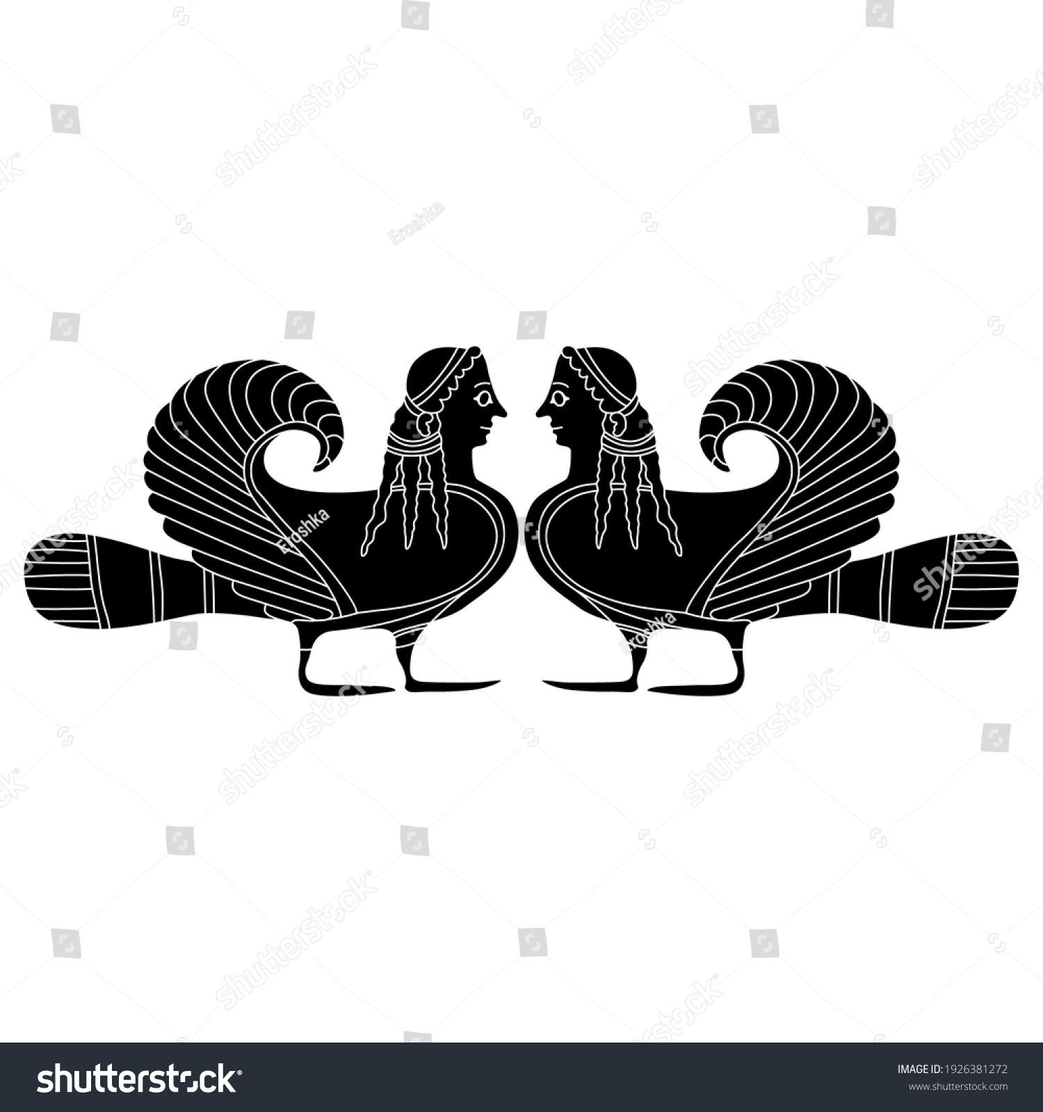 Symmetrical Ethnic Design Two Fantastic Female Stock Vector Royalty Free 1926381272 Shutterstock 7284