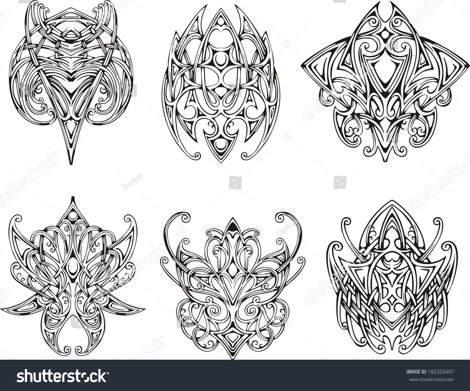 symmetrical knot tattoo designs set vector stock vector 182202407 symmetrical knot tattoo designs set vector stock vector 182202407