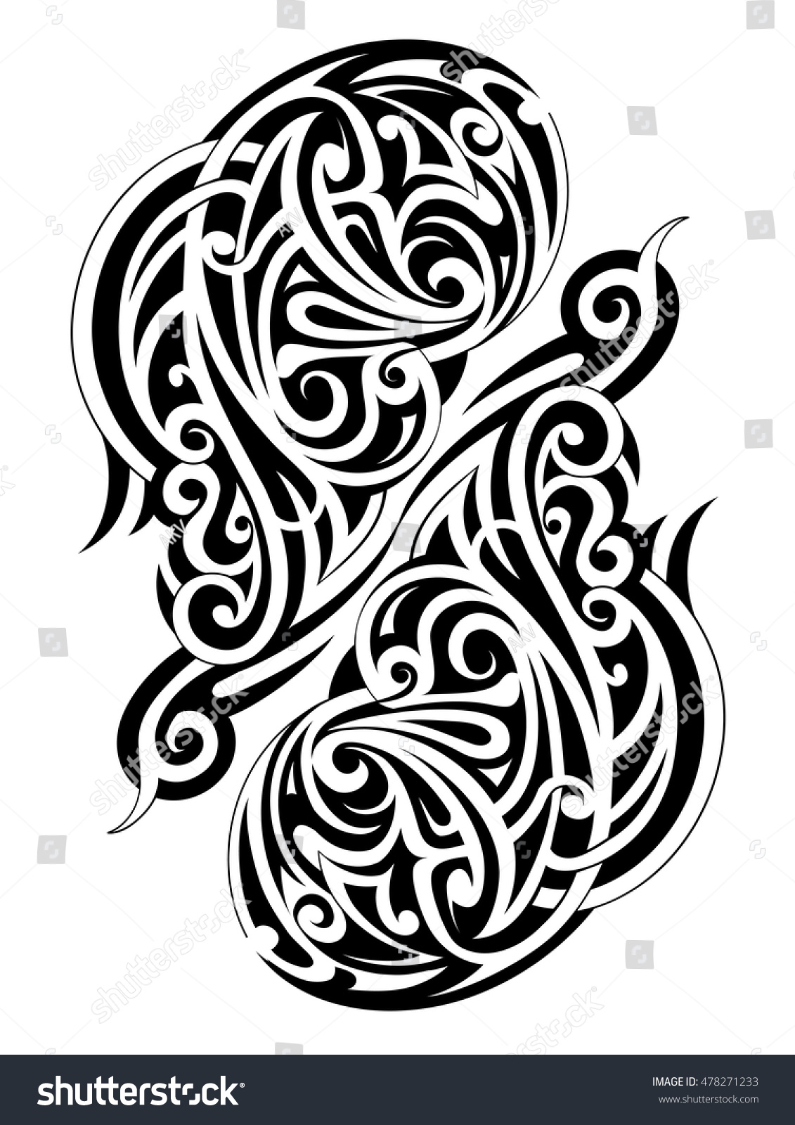 Symmetry Maori Tattoo Shape Stock Vector Illustration 478271233