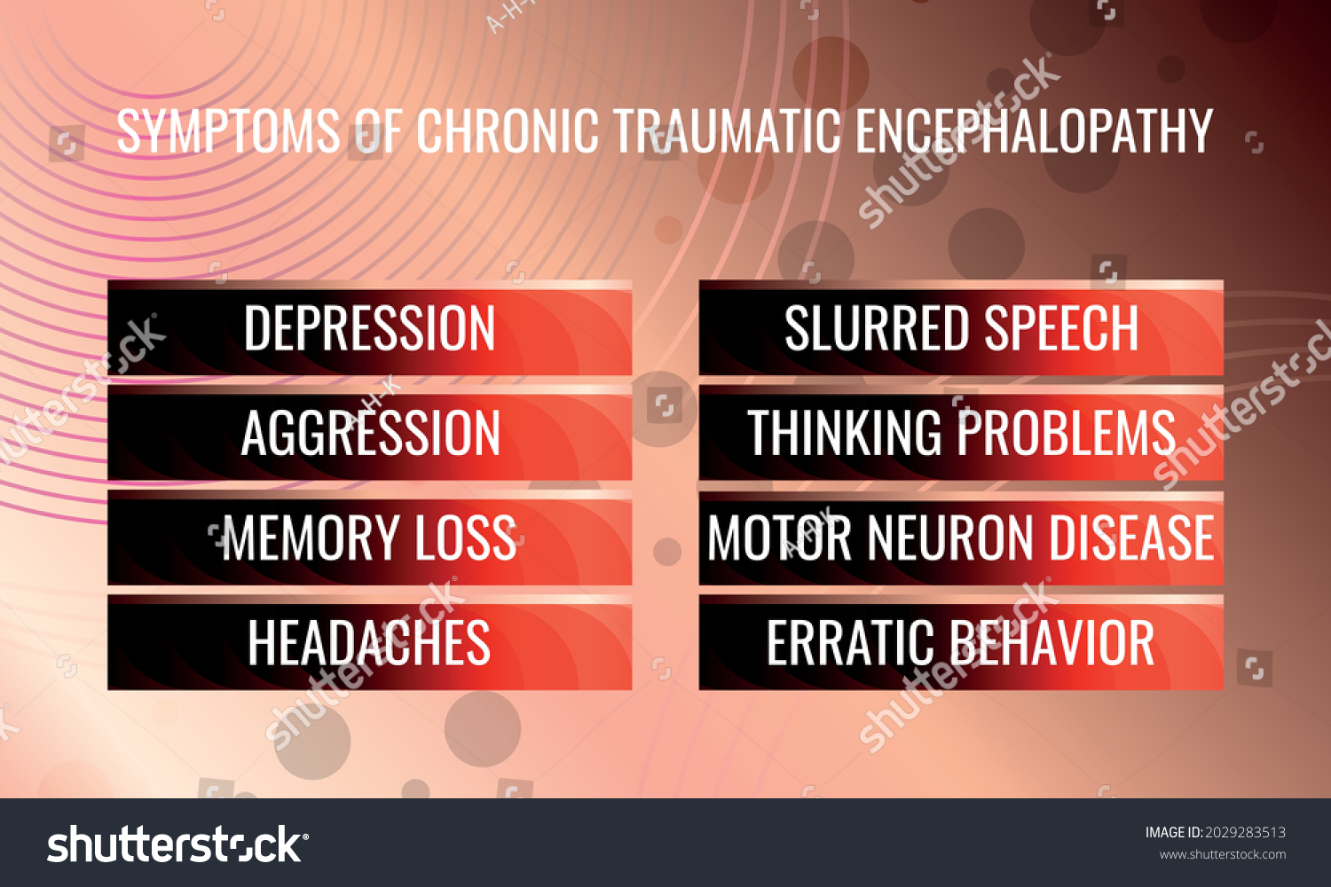 SVG of symptoms of Chronic traumatic encephalopathy. Vector illustration for medical journal or brochure. svg