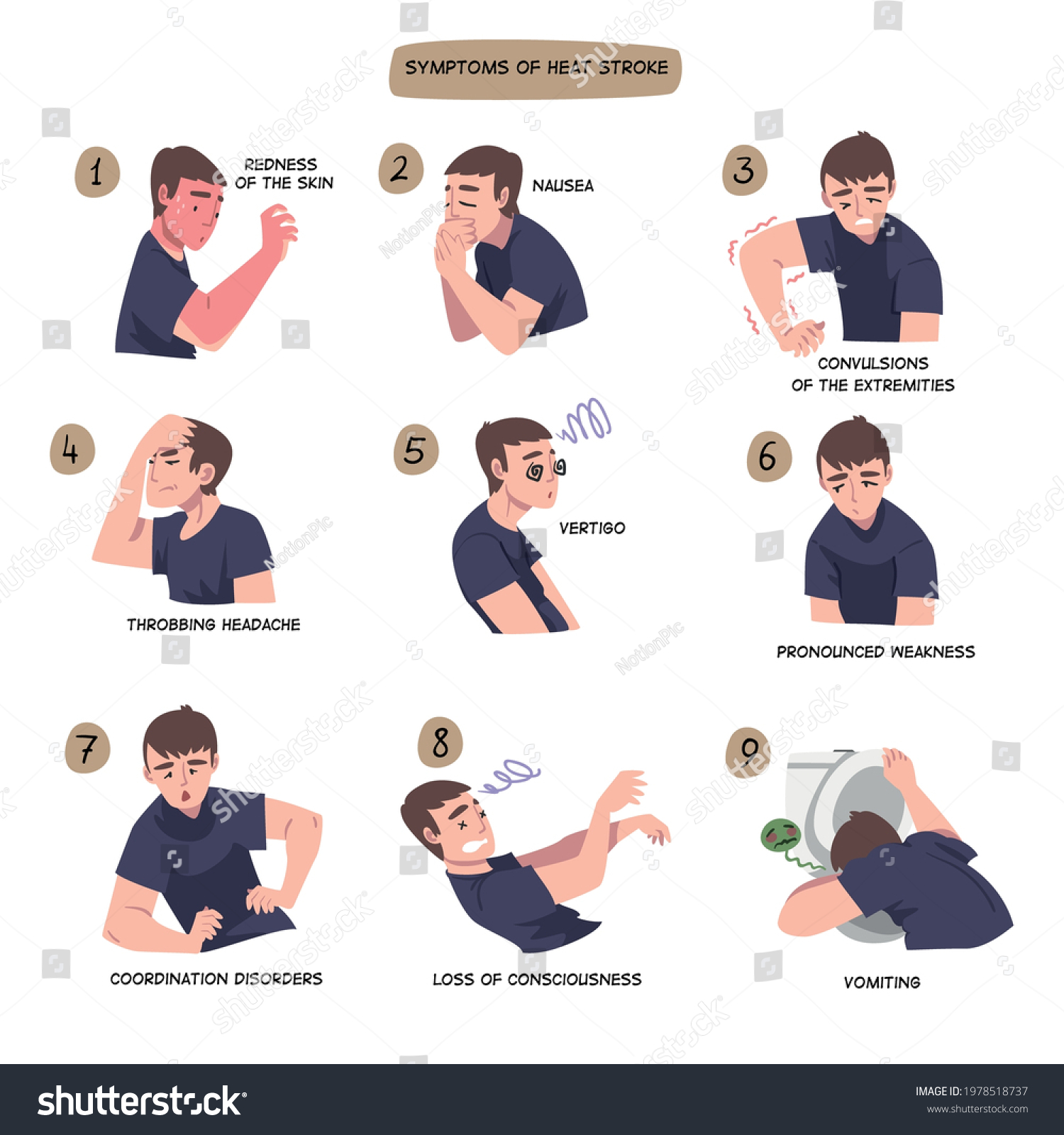 Symptoms Heart Stroke Set Man Suffering Stock Vector (Royalty Free ...