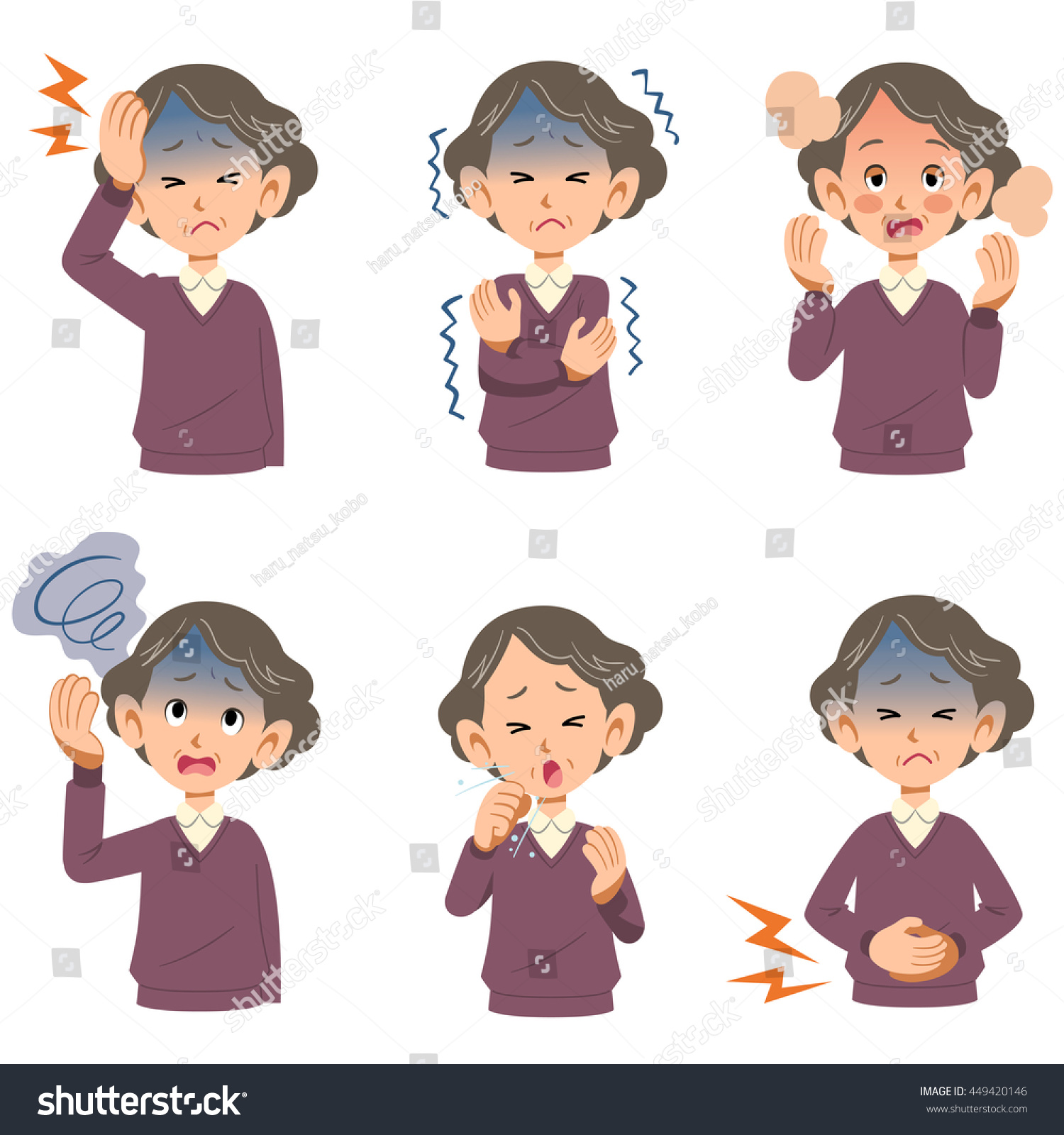 Symptoms Six Elderly Women Disease Stock Vector (Royalty Free ...