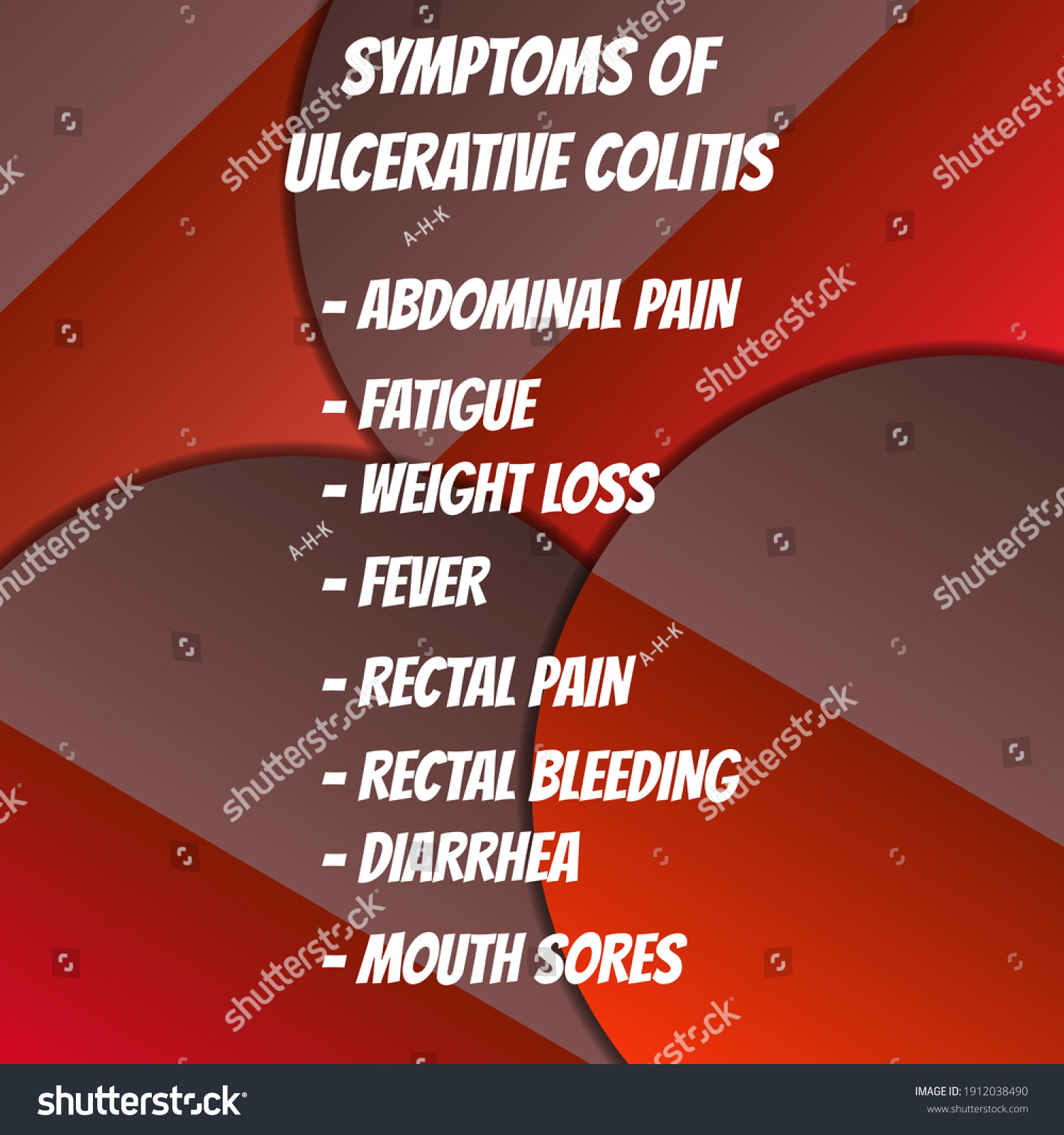 Symptoms Ulcerative Colitis Vector Illustration Medical Stock Vector Royalty Free 1912038490 
