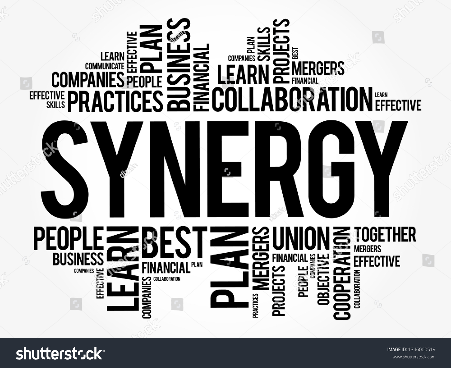 Synergy Word Cloud Collage Business Concept Stock Vector (Royalty Free ...