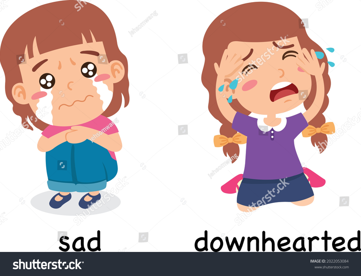 synonyms-adjectives-sad-downhearted-vector-illustration-stock-vector