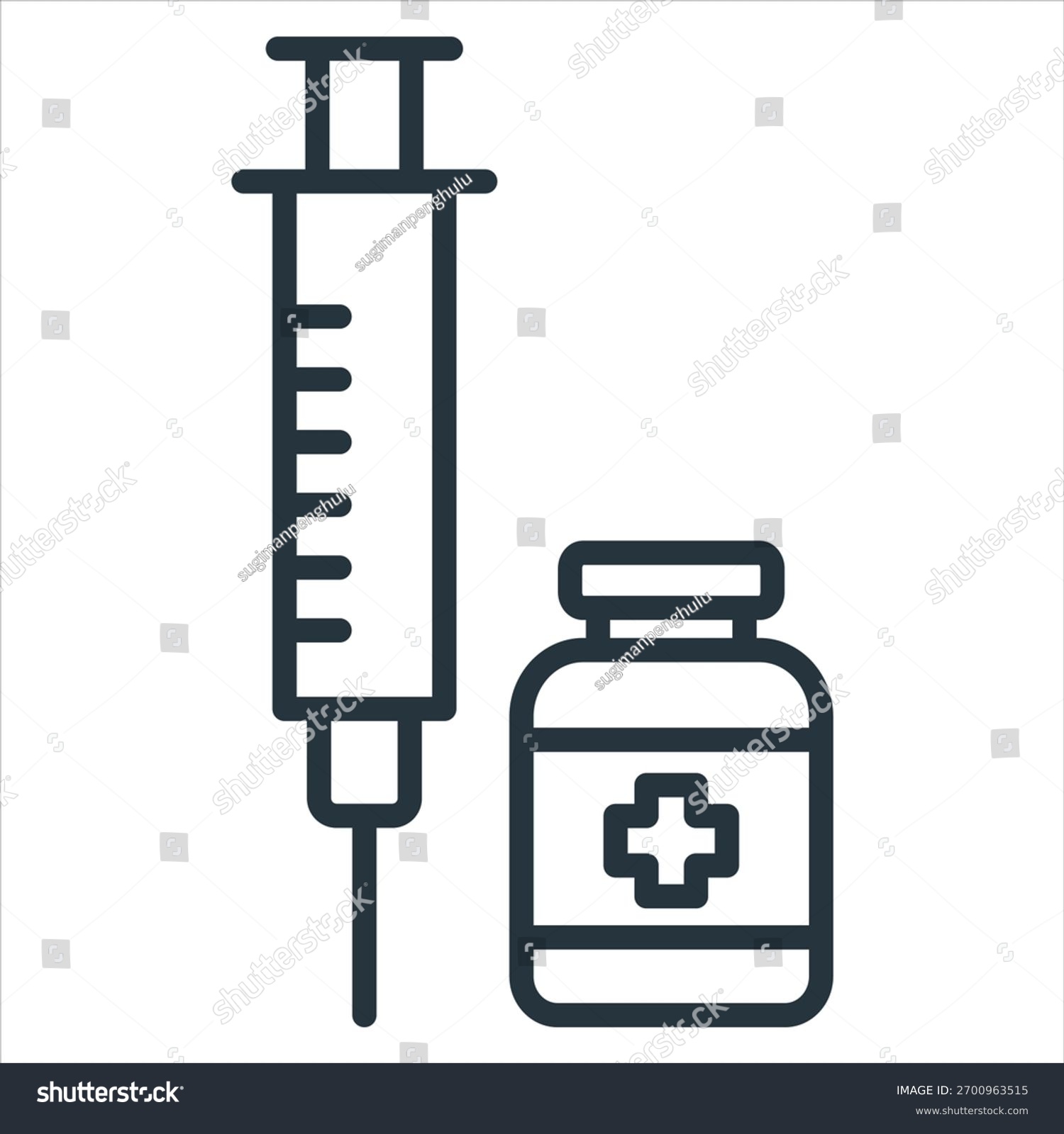 syringe and medicine bottle outline clip art preview